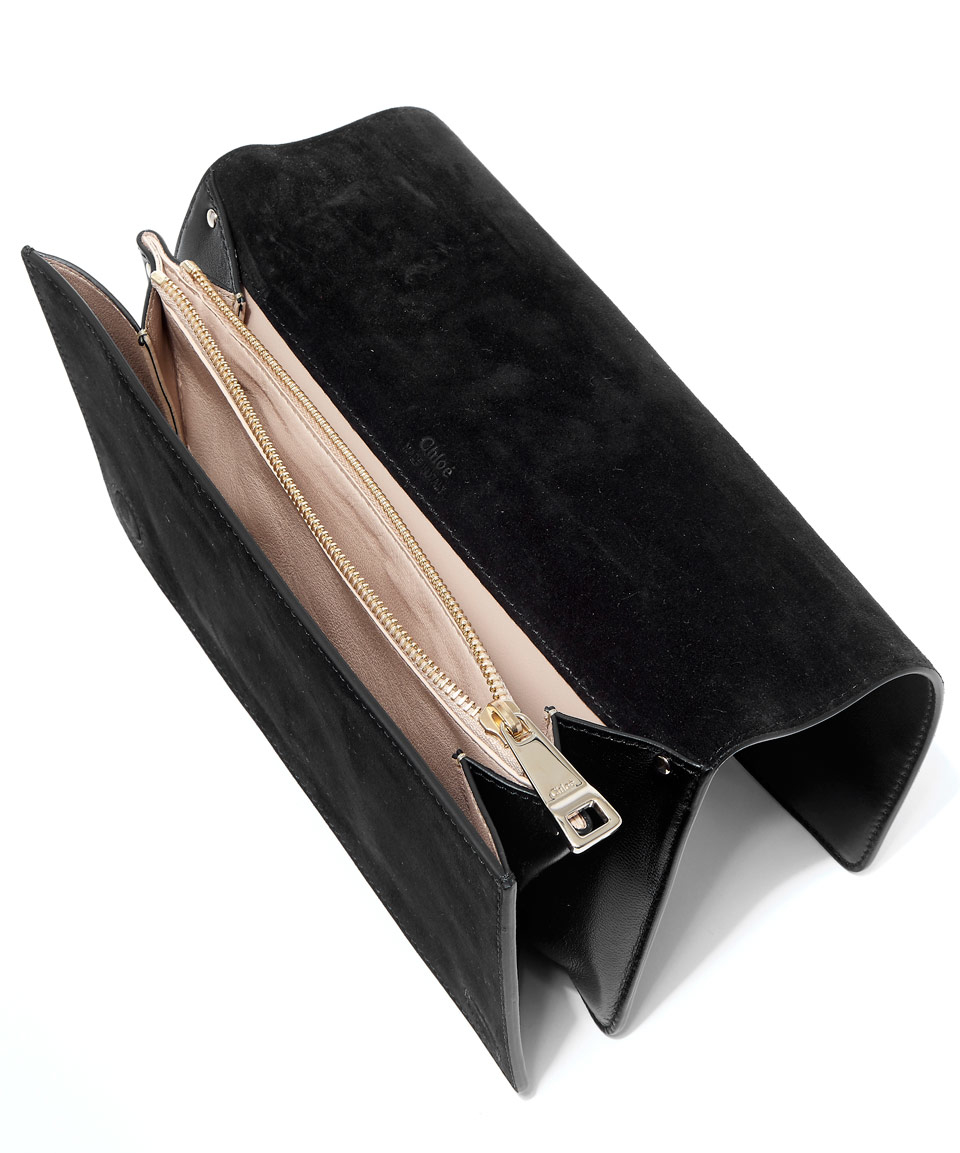 Chlo Gabrielle Leather And Suede Clutch Bag in Black | Lyst