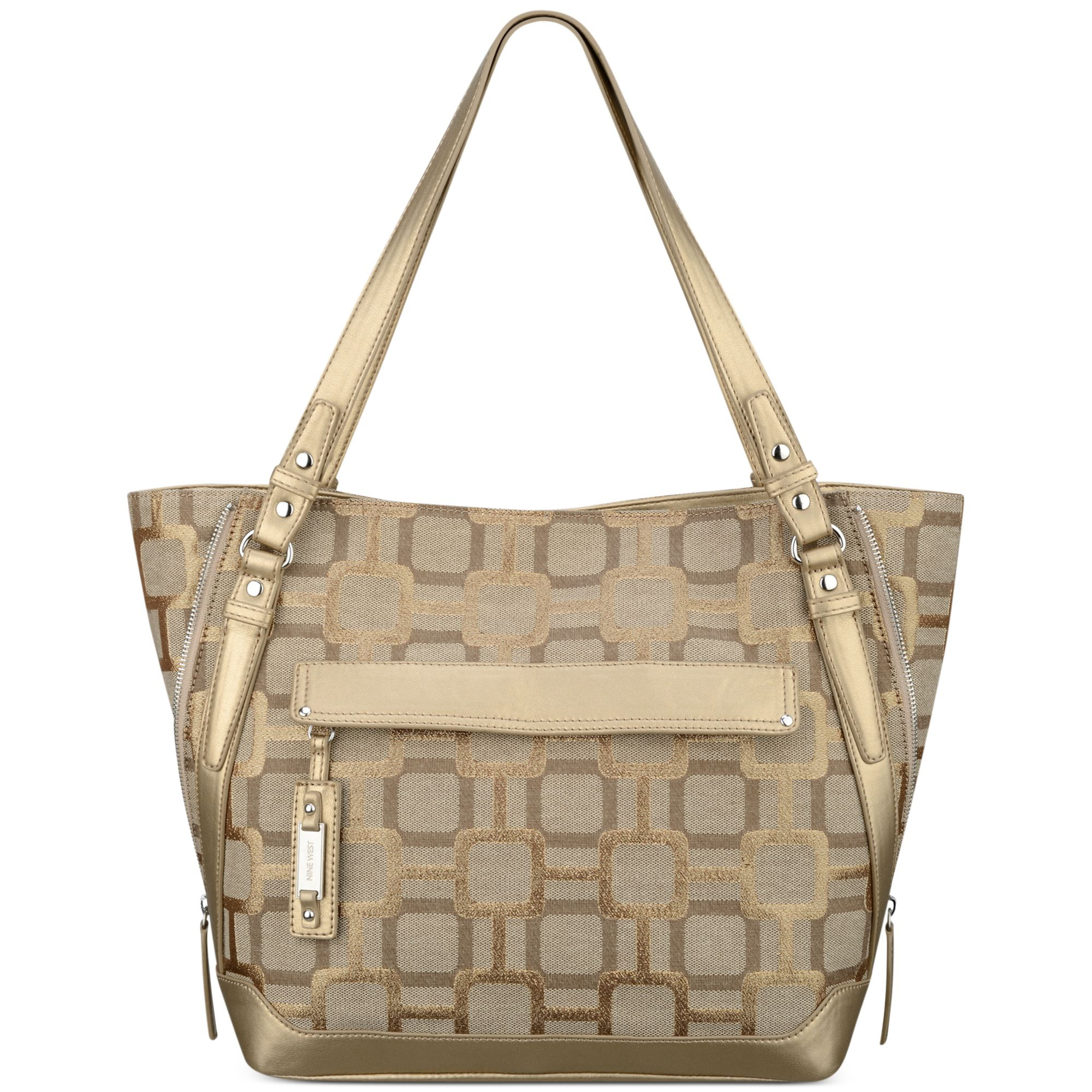 lyst nine west mini vegas signs tote in brown lyst nine west mini vegas signs tote in brown
