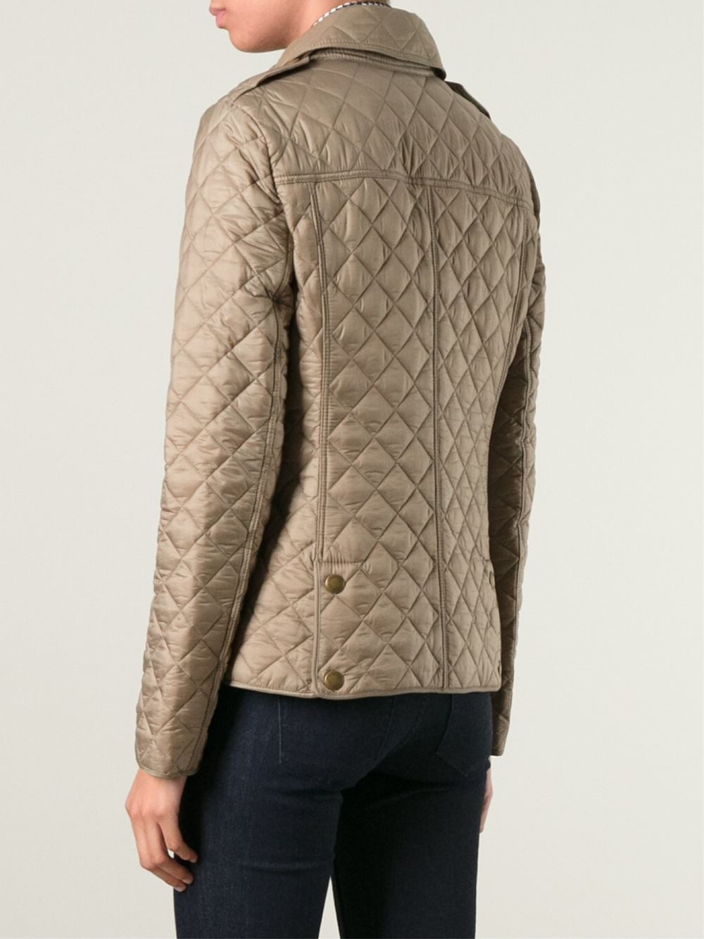 Burberry brit Quilted Jacket in Beige (nude & neutrals) Lyst