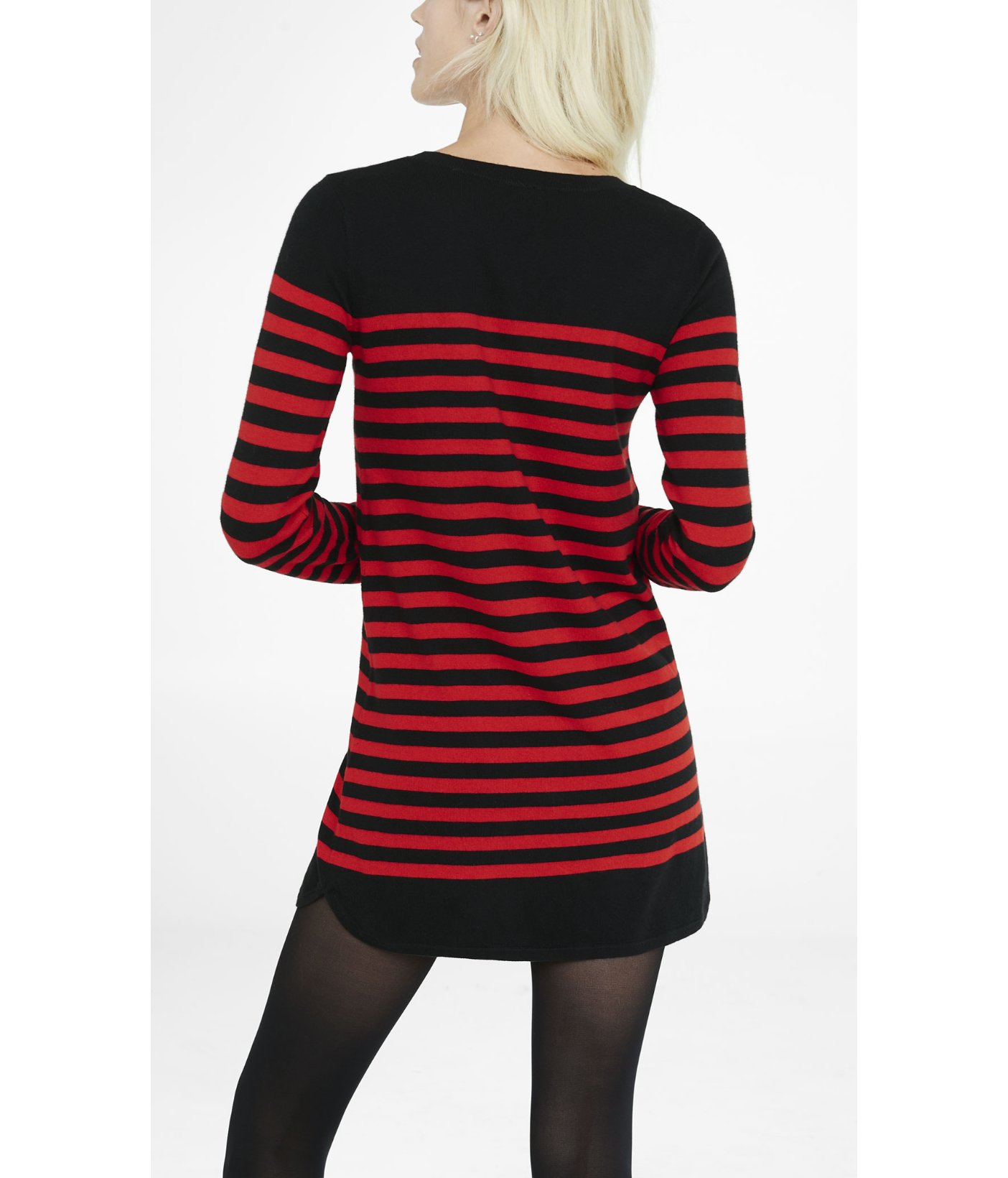 red and black striped sweater dress