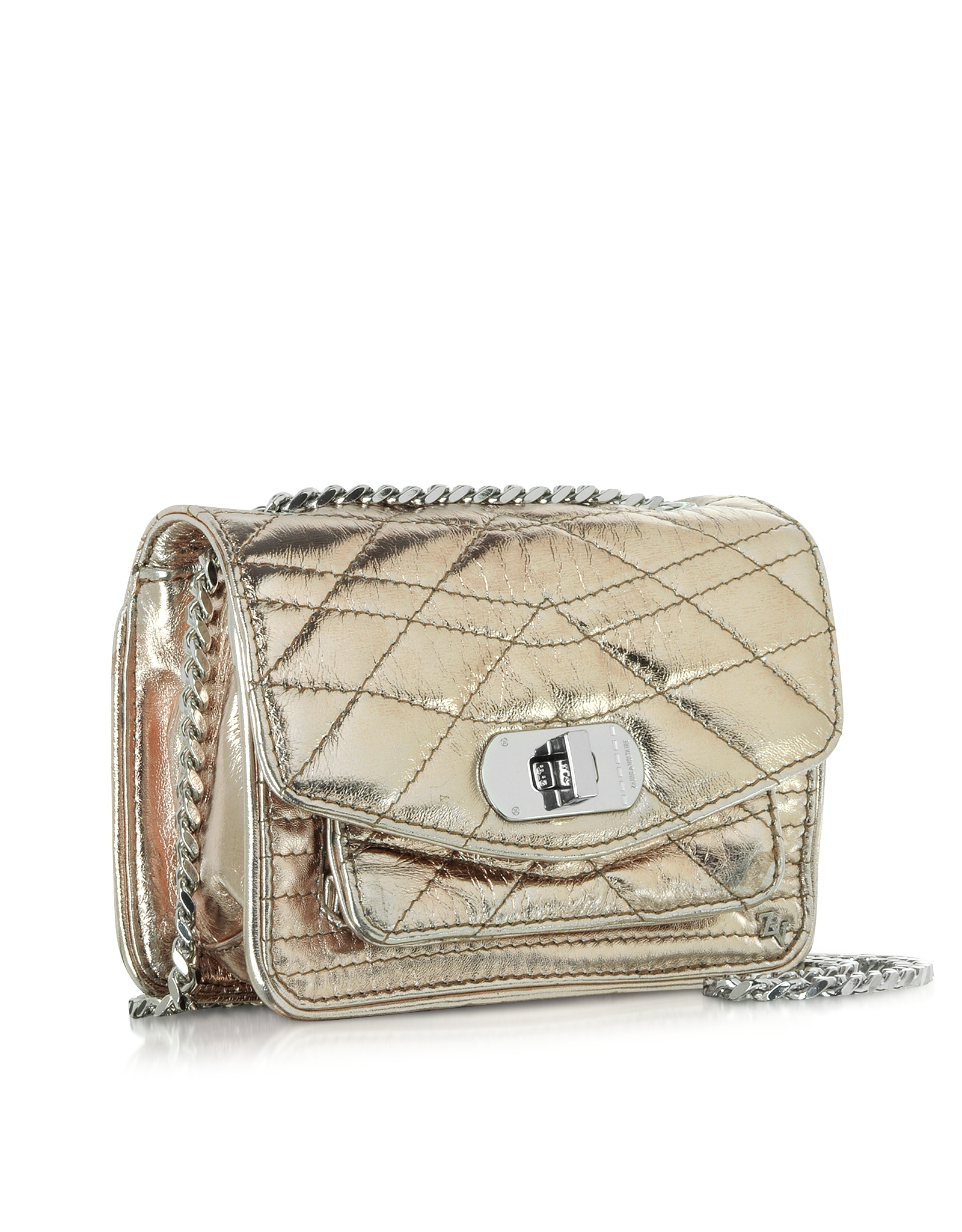 Zadig & Voltaire Skinny Love Quilted CrossBody Bag in Silver (Metallic