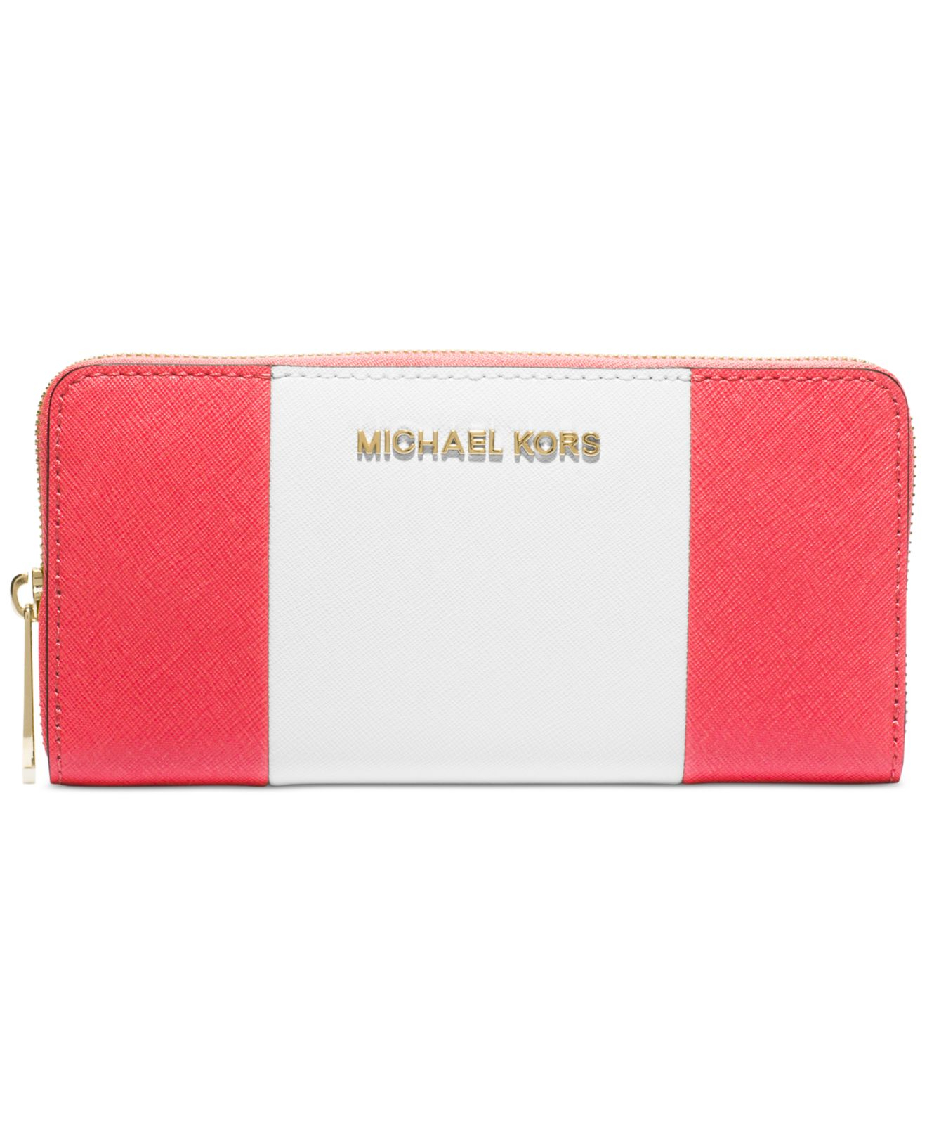 red and white striped michael kors purse