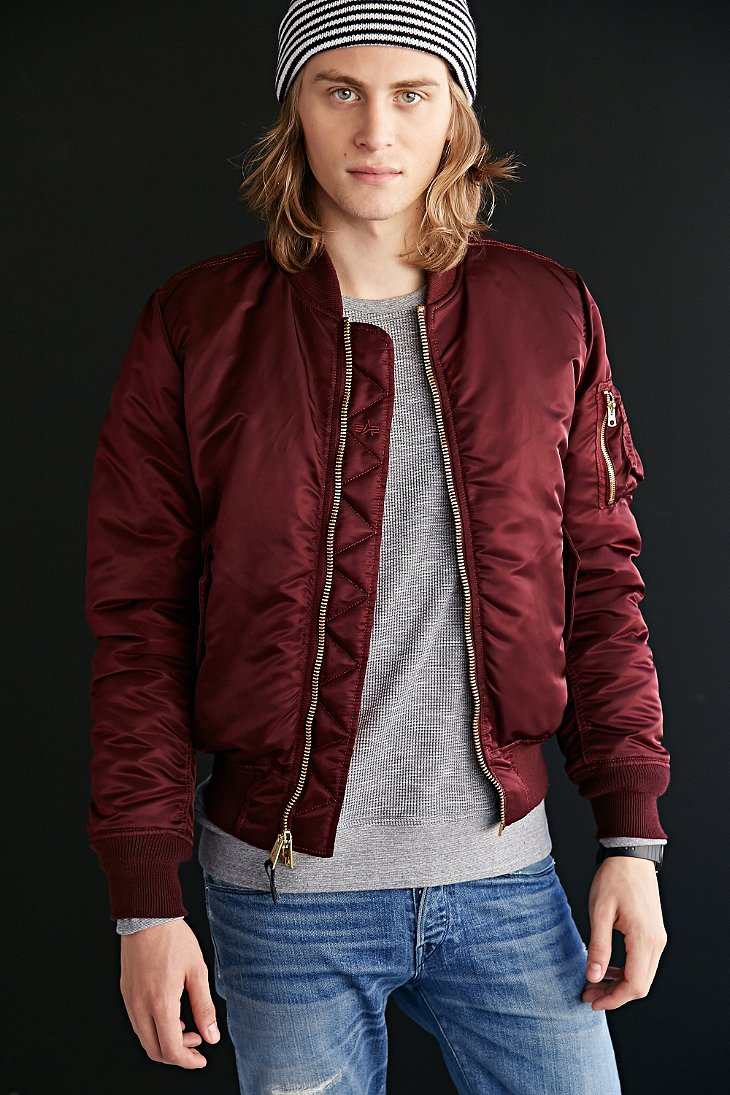 Alpha Industries X Uo Slim-fit Ma-1 Bomber Jacket in Purple for Men | Lyst