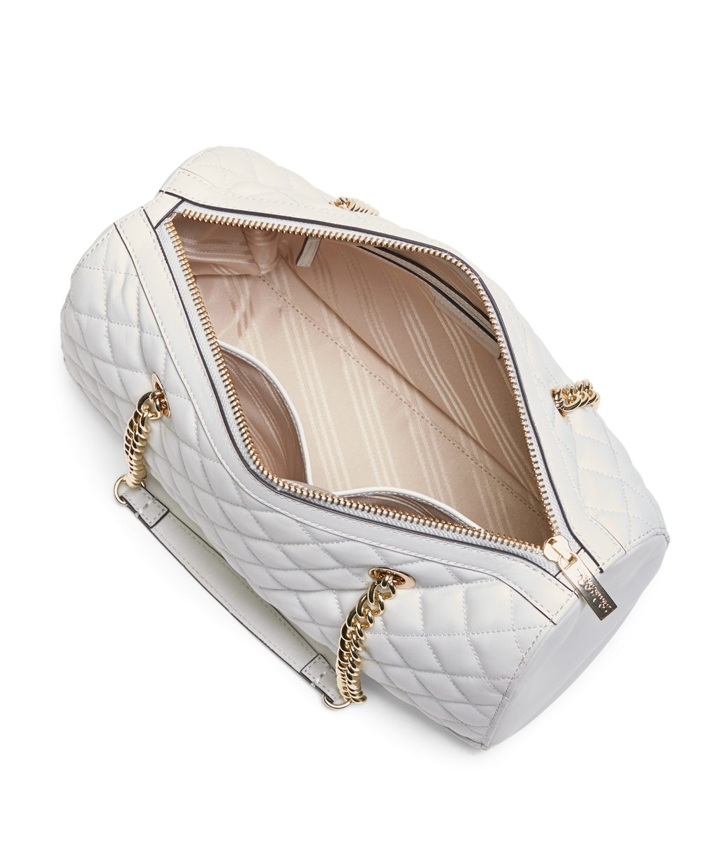 white quilted purse