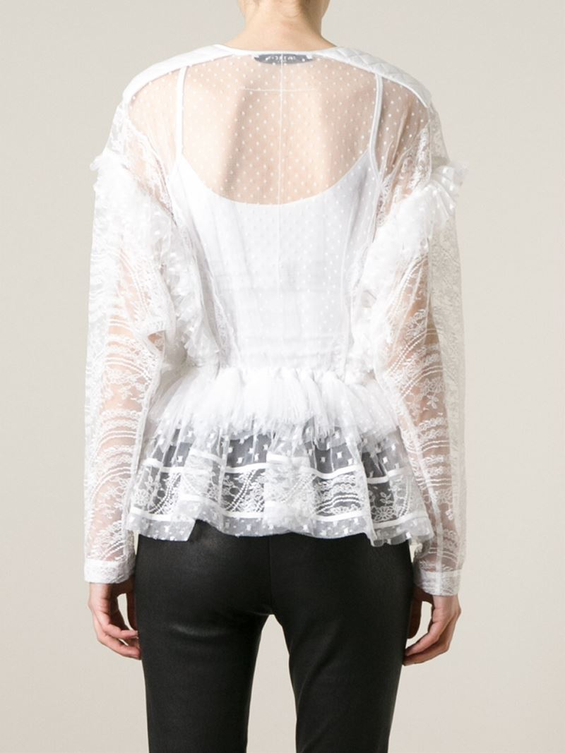 white ruffle lace top