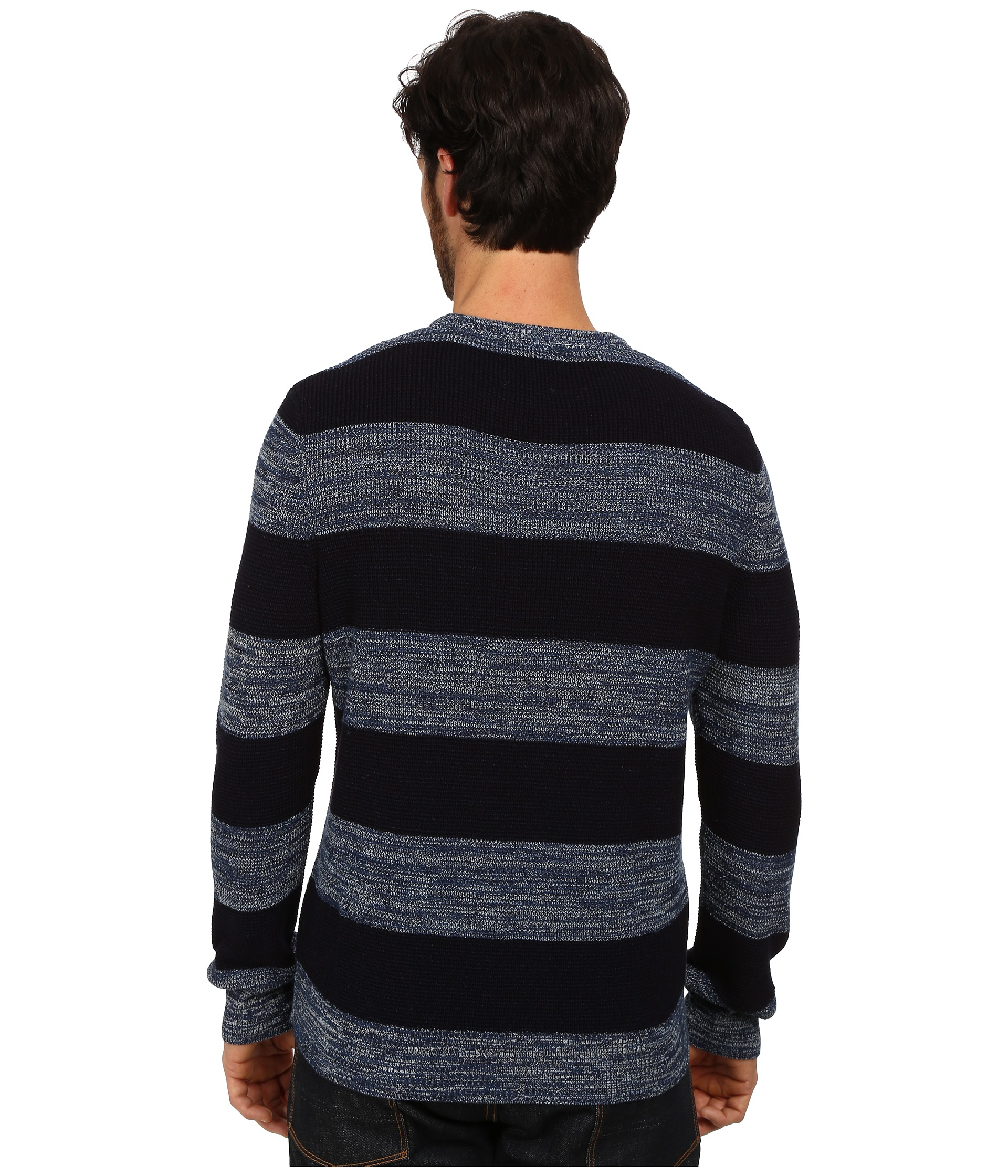Lyst Lucky Brand Striped Knit Sweater in Blue for Men