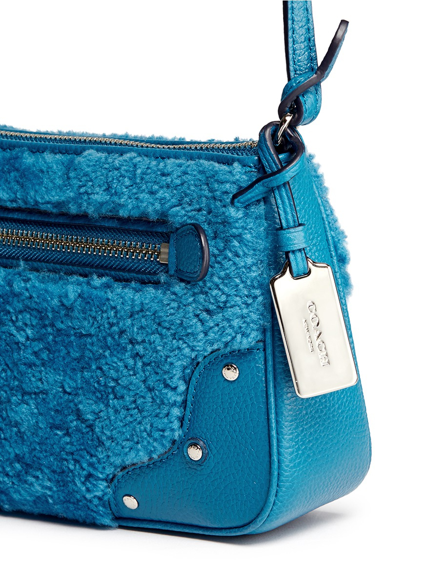 Lyst - Coach &#39;small Rhyder&#39; Shearling Panel Leather Crossbody Bag in Blue