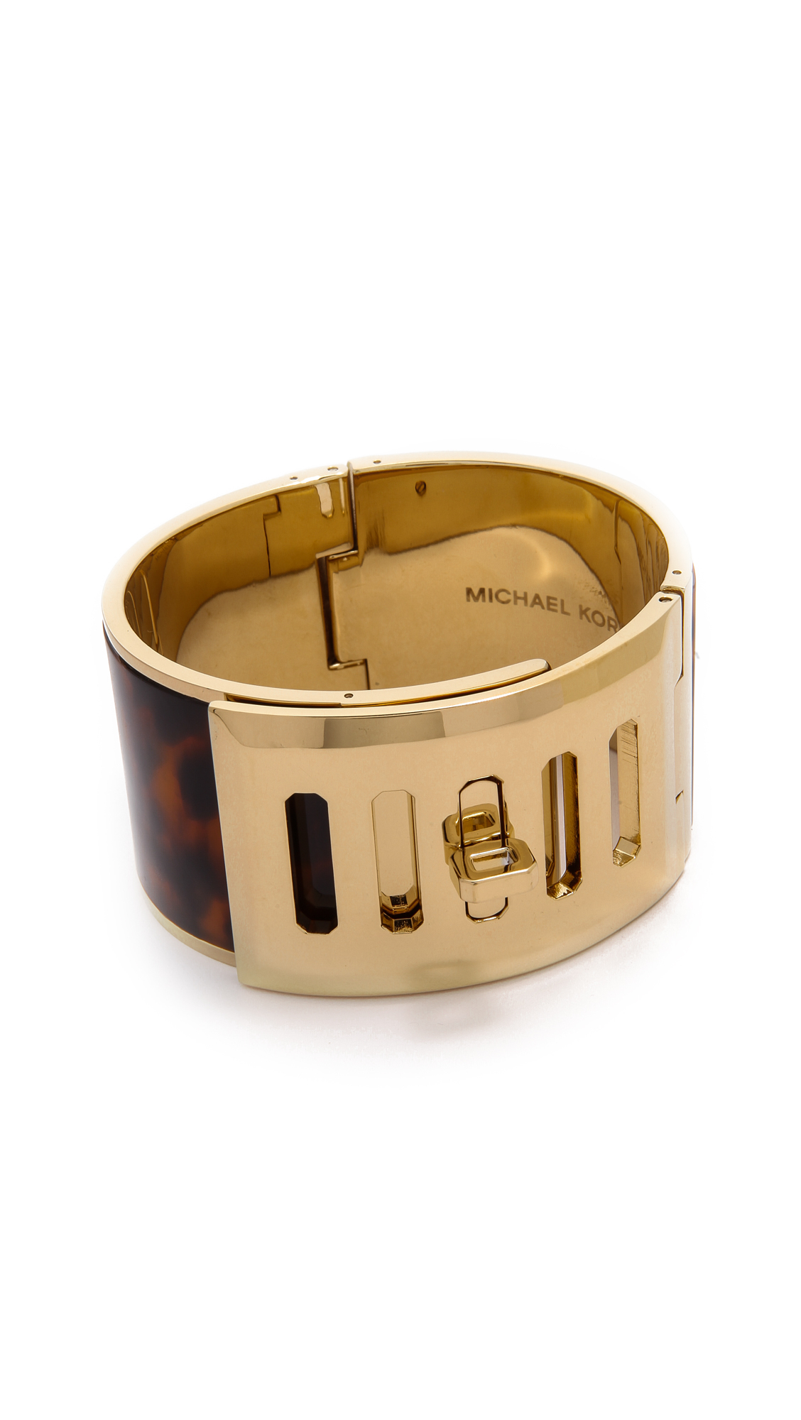 14K GoldPlated Brass Pavé Lock Curb Link Bracelet  Michael Kors