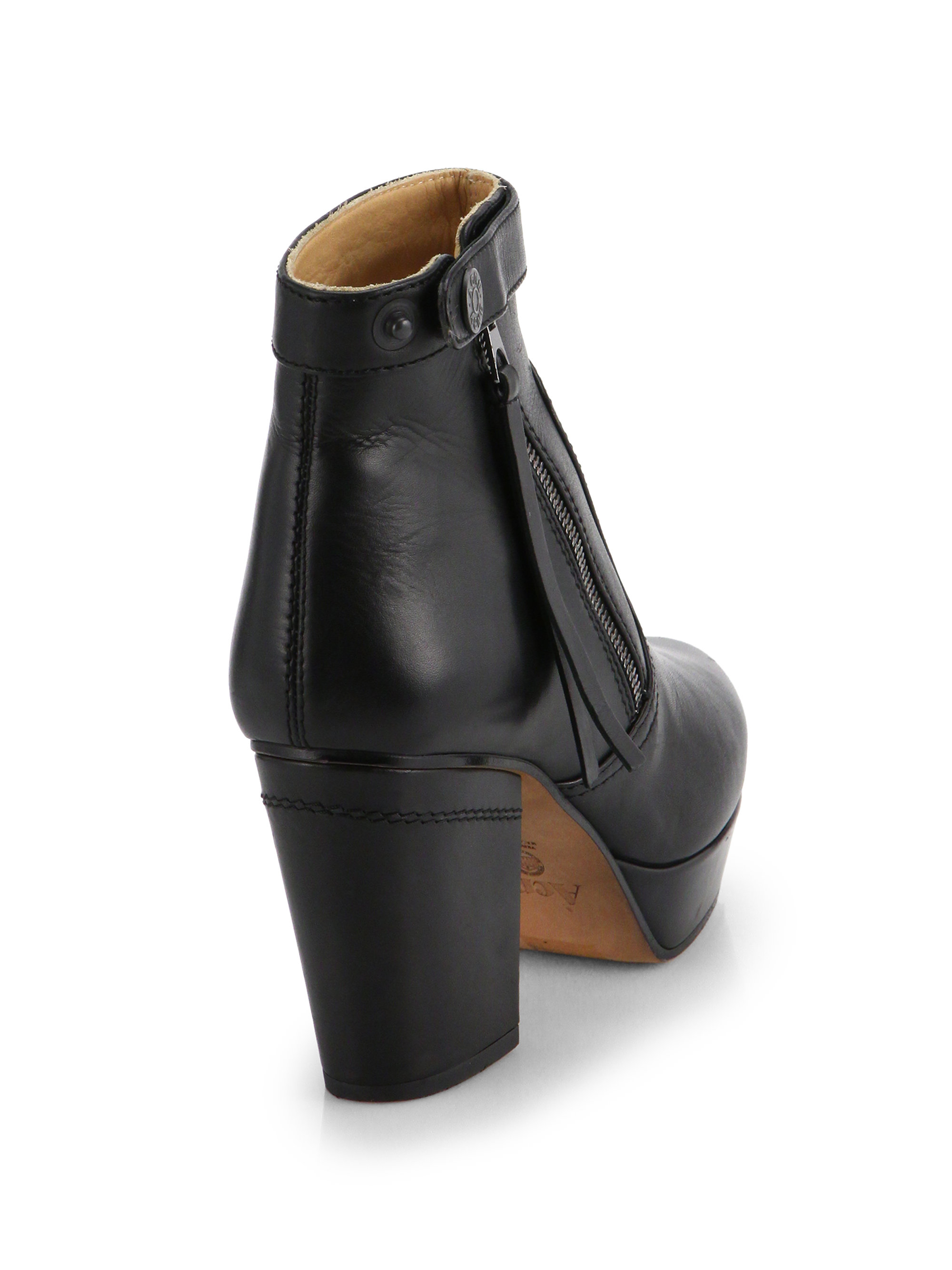 flat leather platform ankle boots