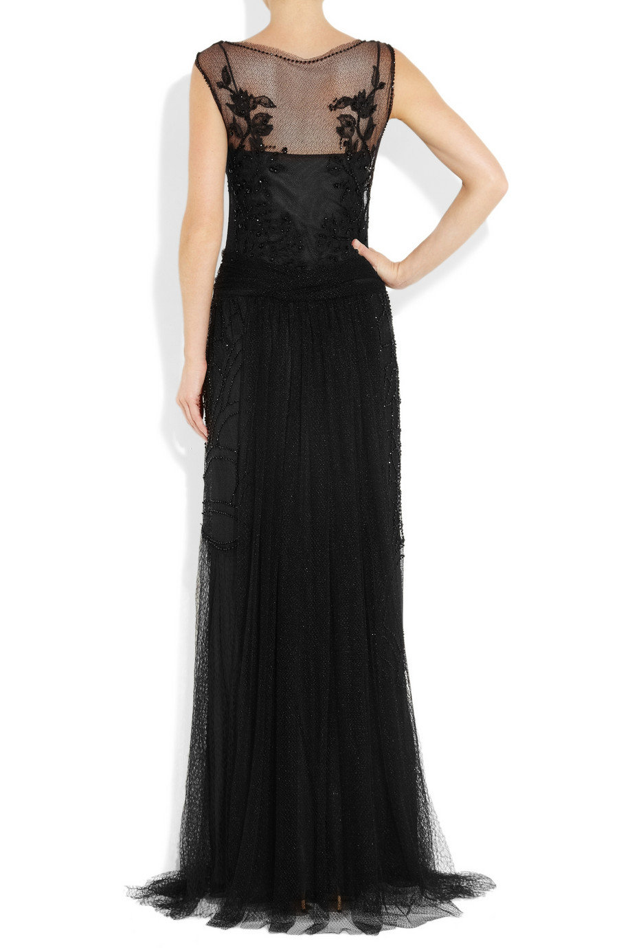 embroidered mesh gown