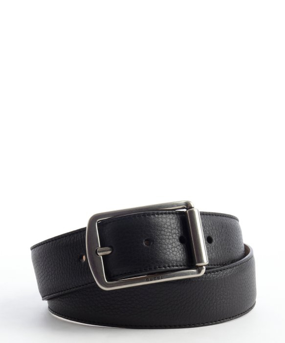 Gucci Black Cracked Leather Silver Buckle Belt in Black for Men | Lyst