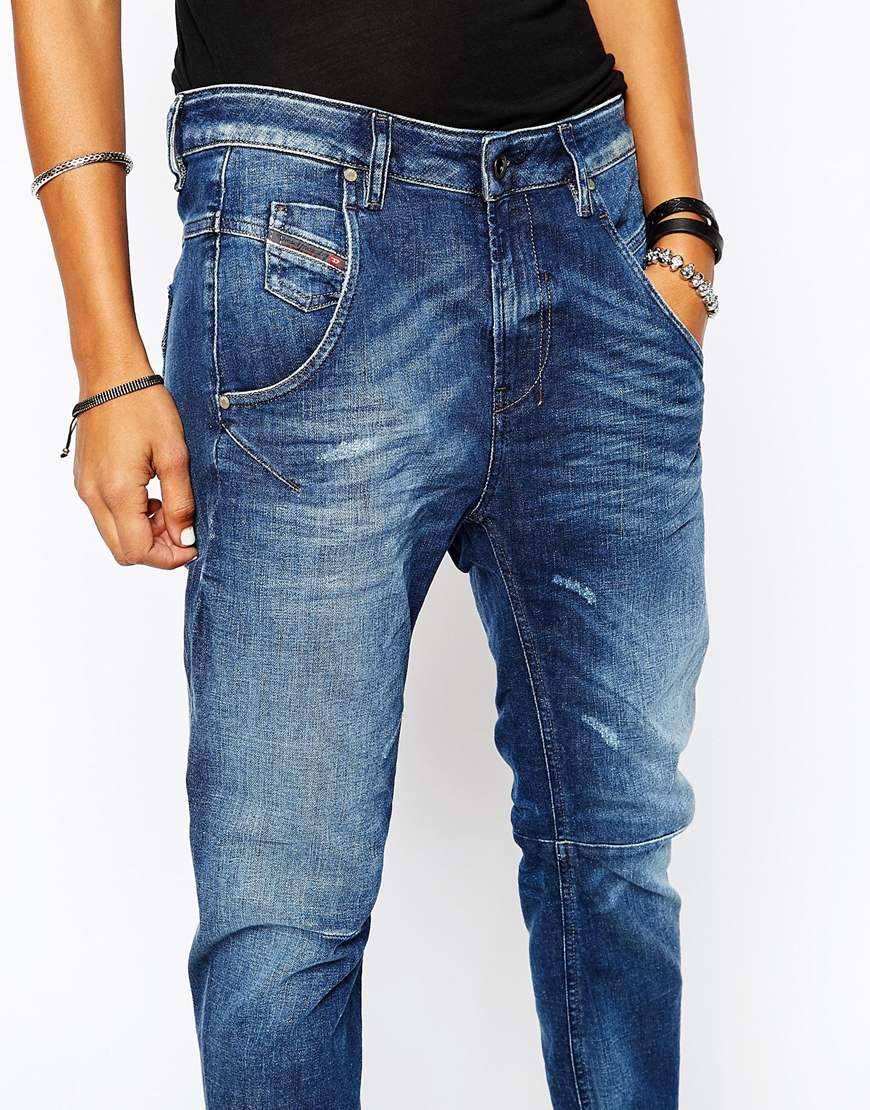 DIESEL Fayza Mid Rise Boyfriend Fit Clean Vintage Wash Jean in Blue - Lyst