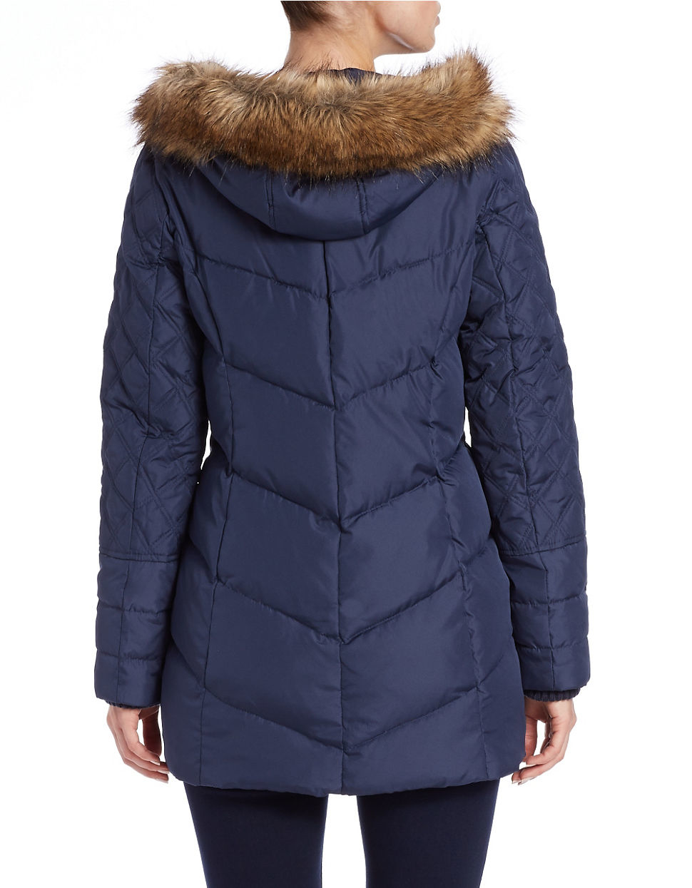 Kensie Faux Furtrimmed Quilted Coat in Blue Lyst