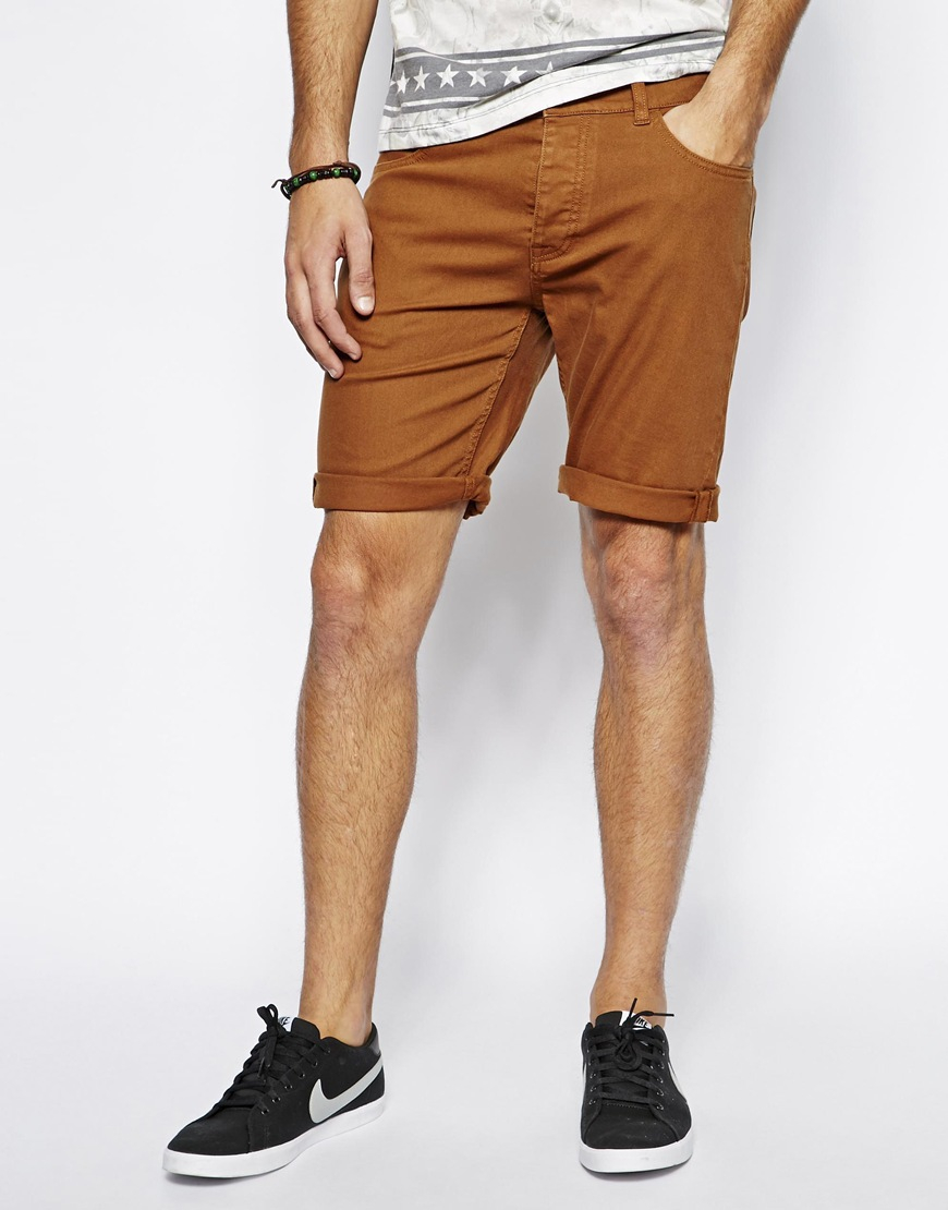 brown jean shorts