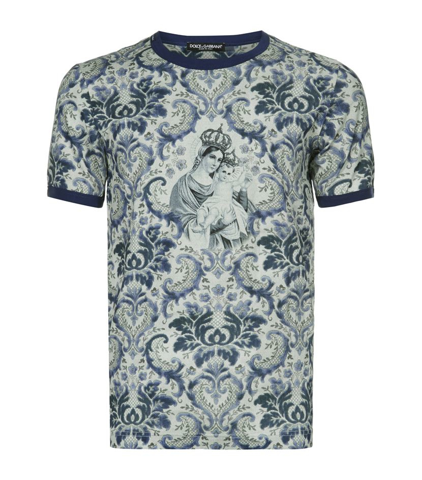 Dolce & Gabbana Crowned Madonna Floral T-shirt in Blue for Men | Lyst Canada