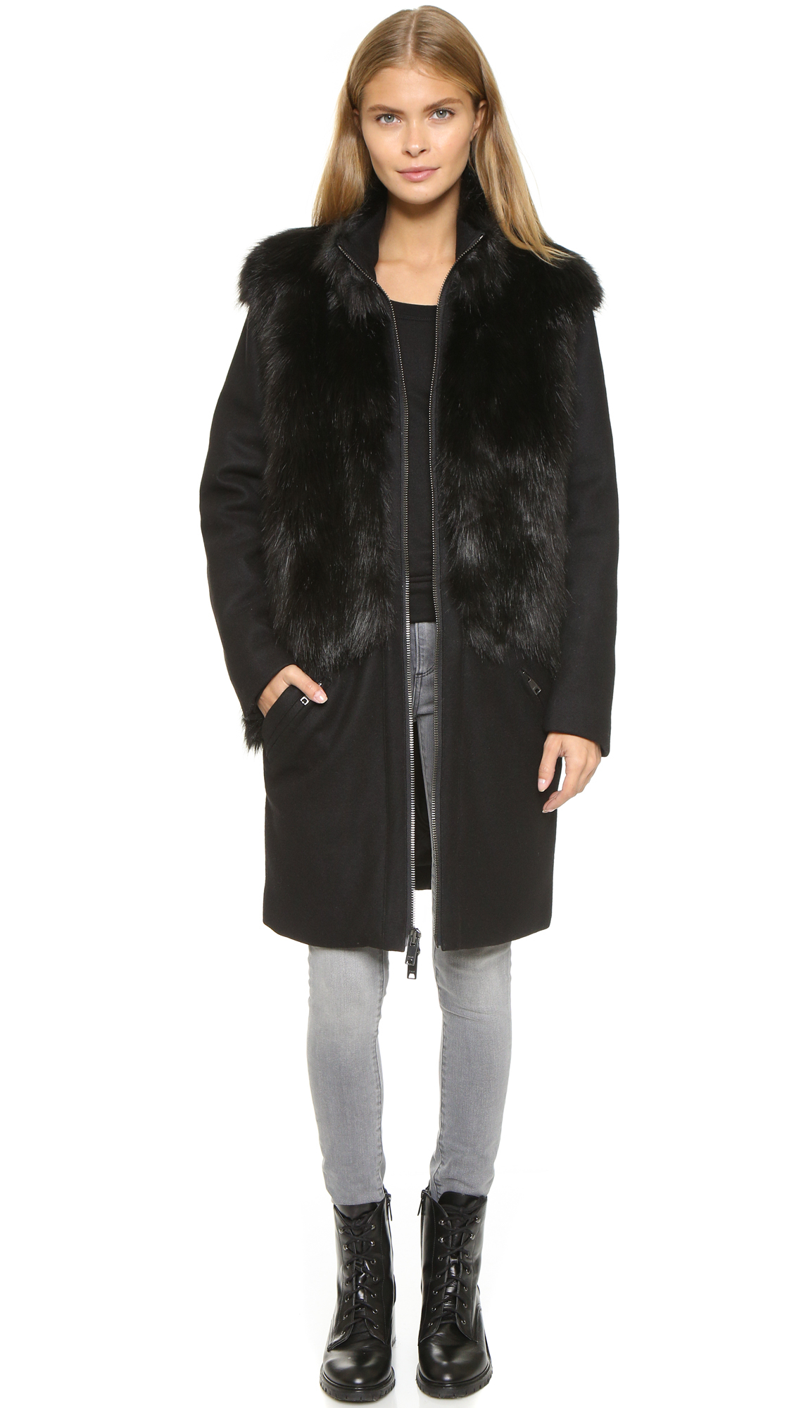 Dkny black fur coat Clearance