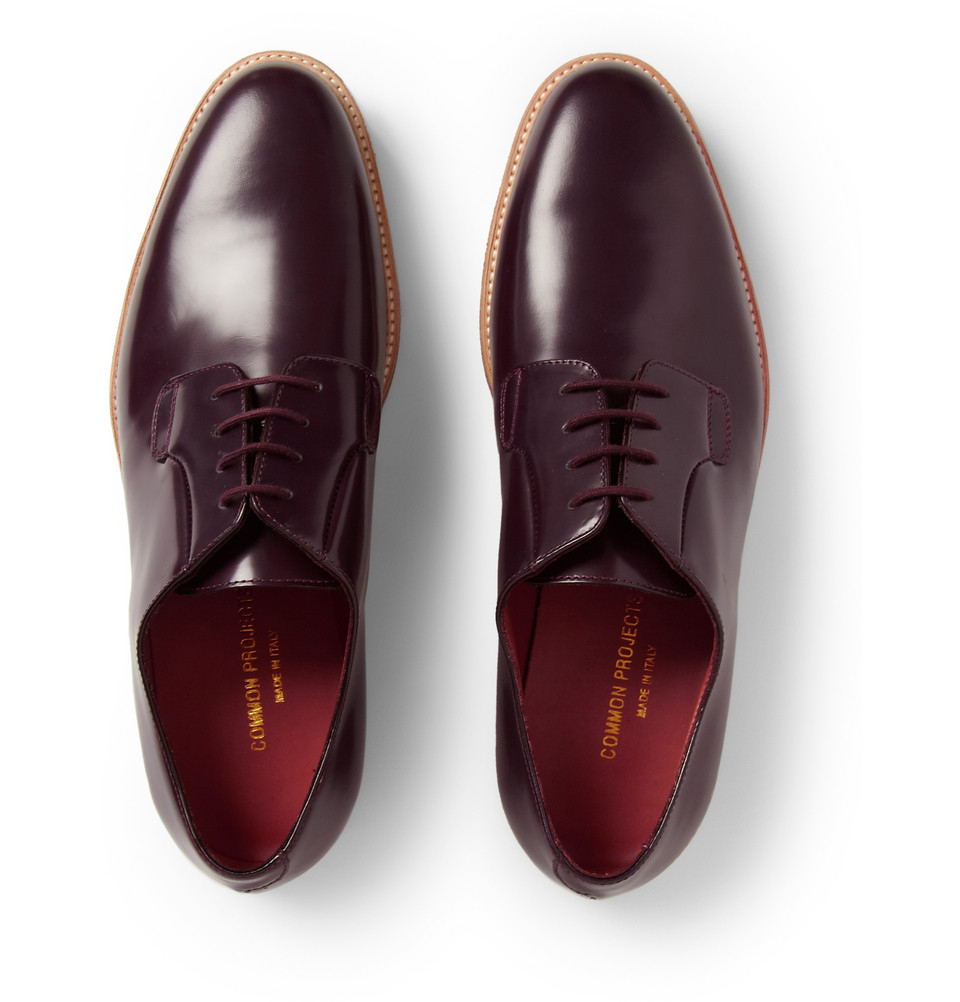 Common Projects Crepe-Sole Leather Derby Shoes in Red for Men - Lyst