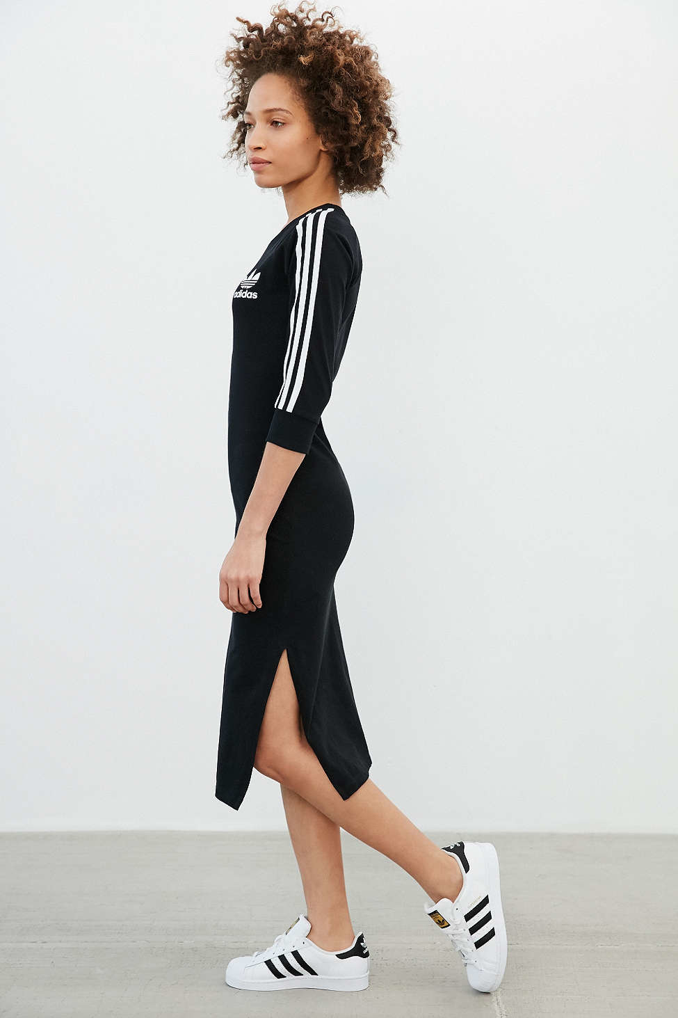 adidas Originals Midi Dress in Black | Lyst