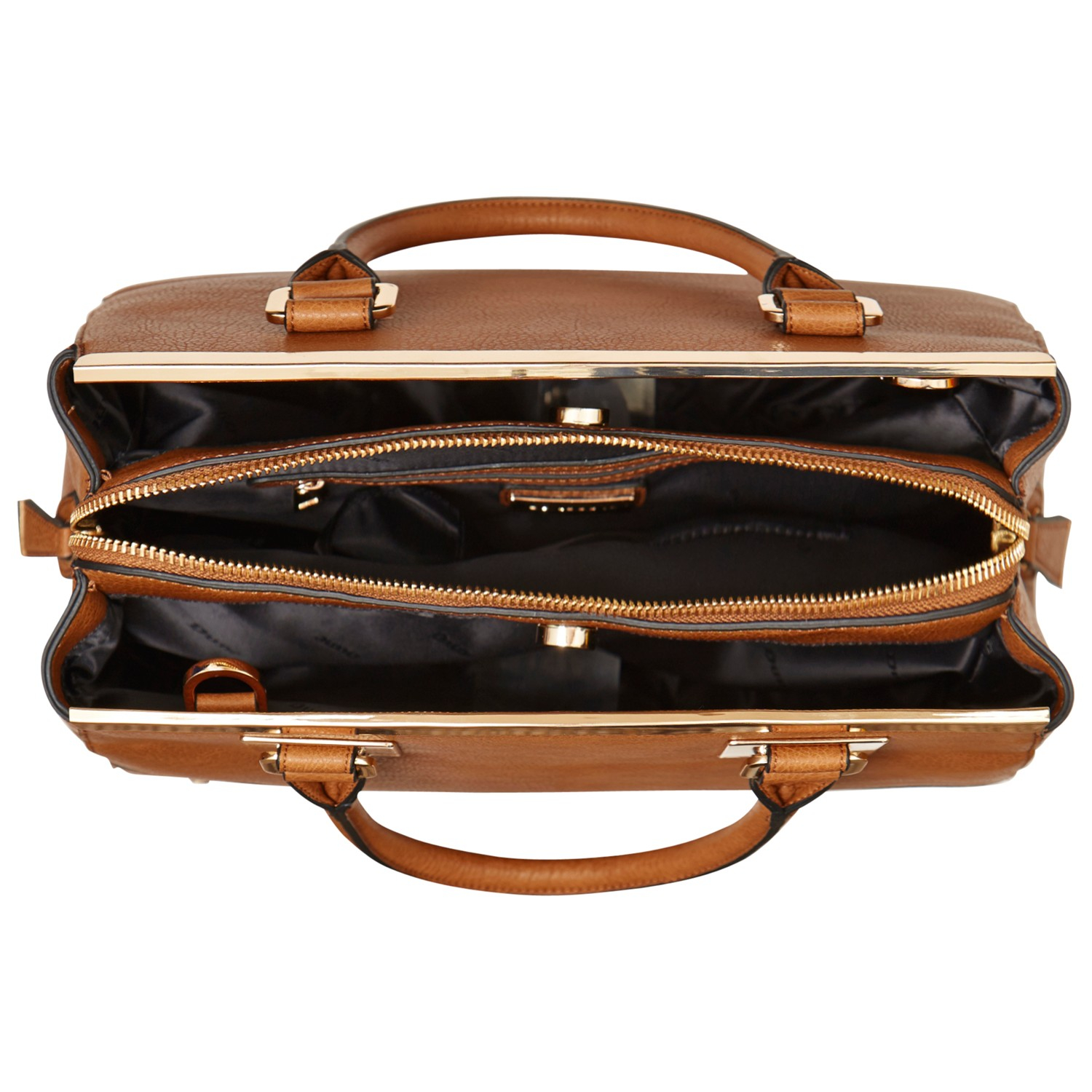 Dune Dartop Metal Trim Multi Compartment Handbag in Tan (Brown) - Lyst