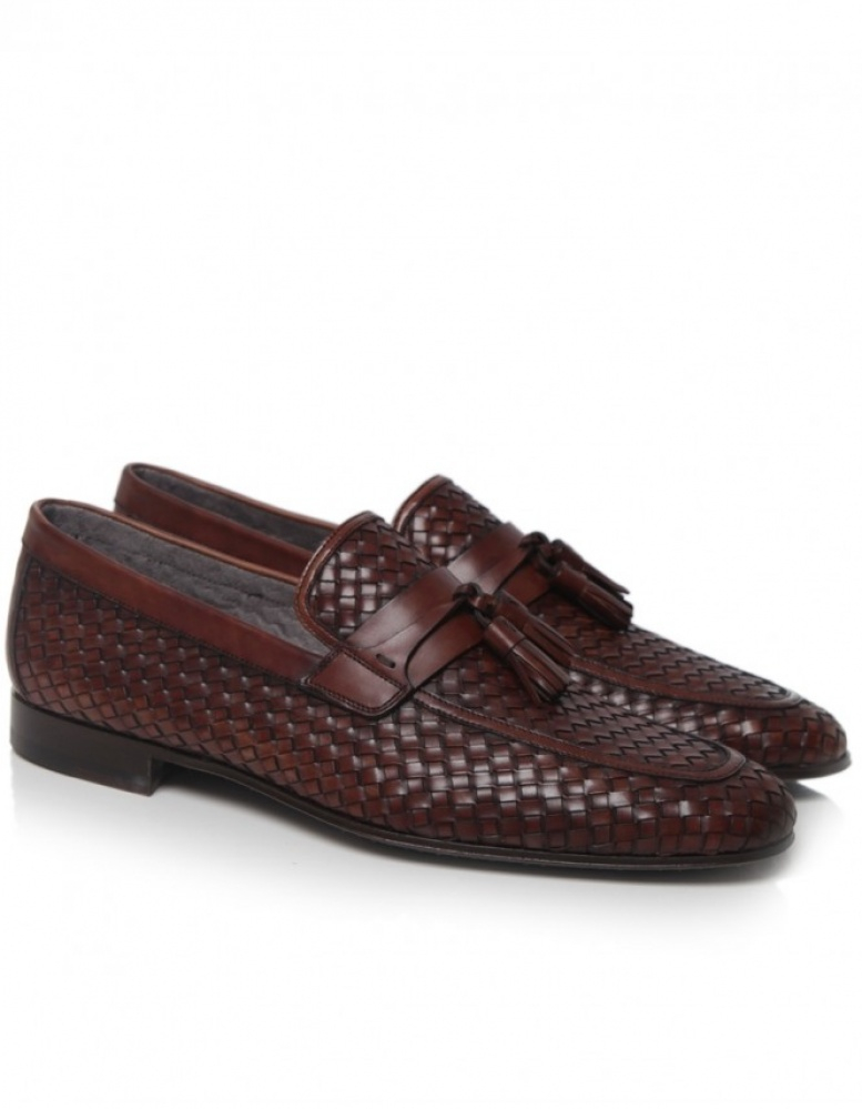 leather woven loafers mens