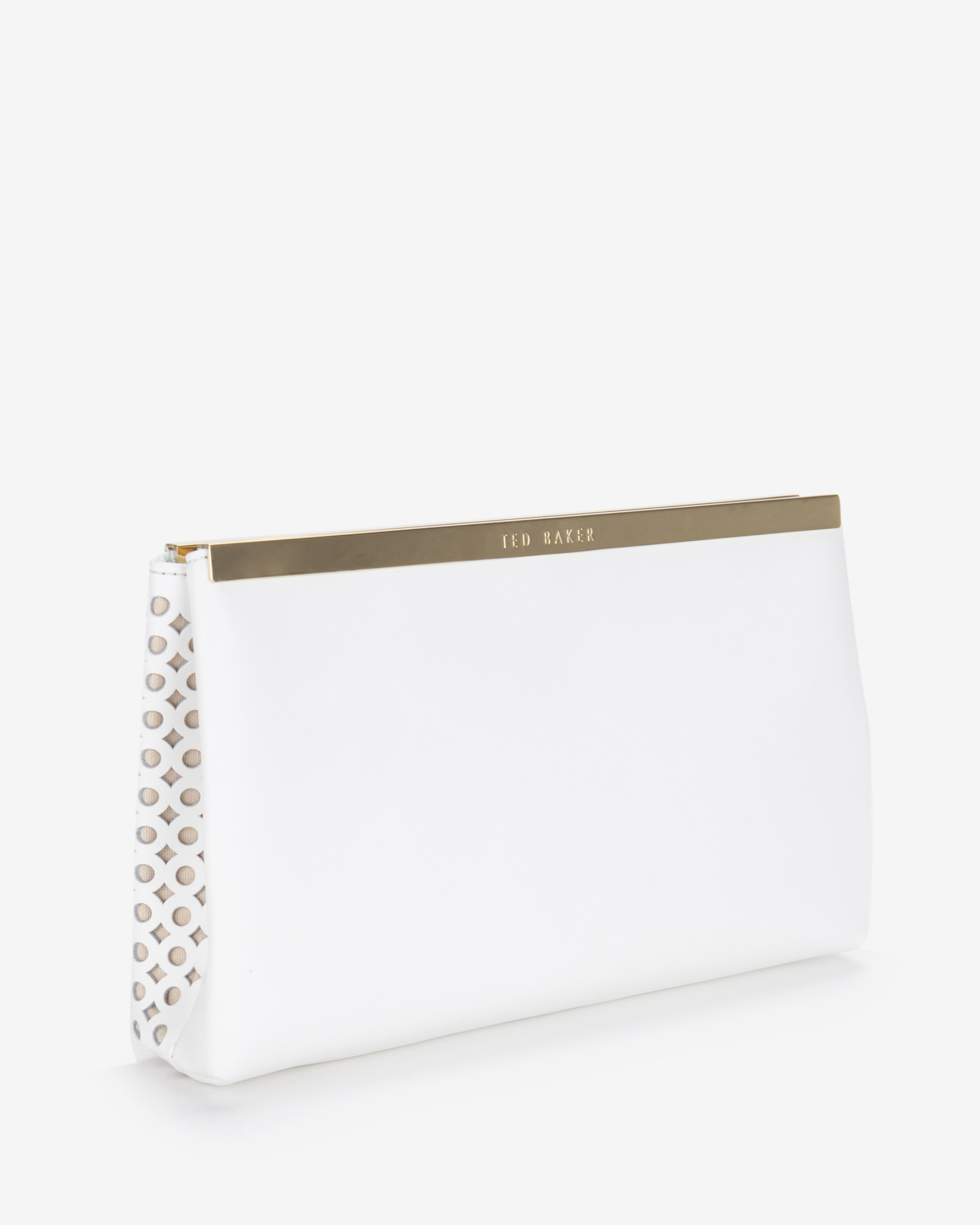 Ted Baker Kala Cut Out Leather Clutch Bag In White Lyst Gallery