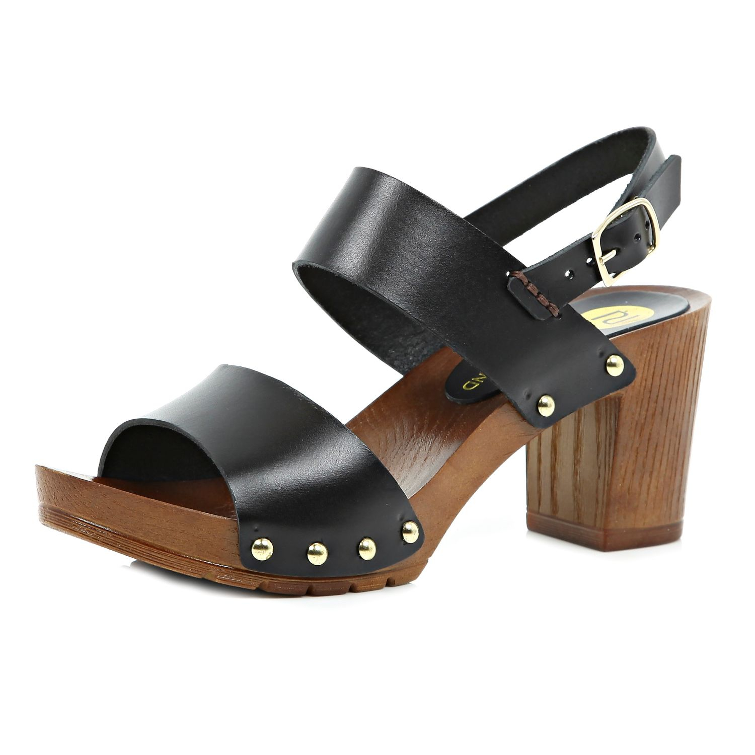 black clog sandals heels