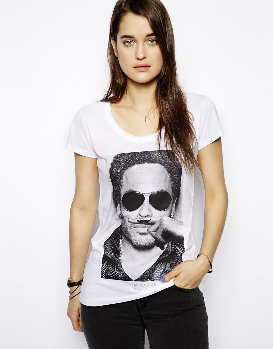 Eleven Paris Lenny Kravitz Moustache Tshirt in White | Lyst