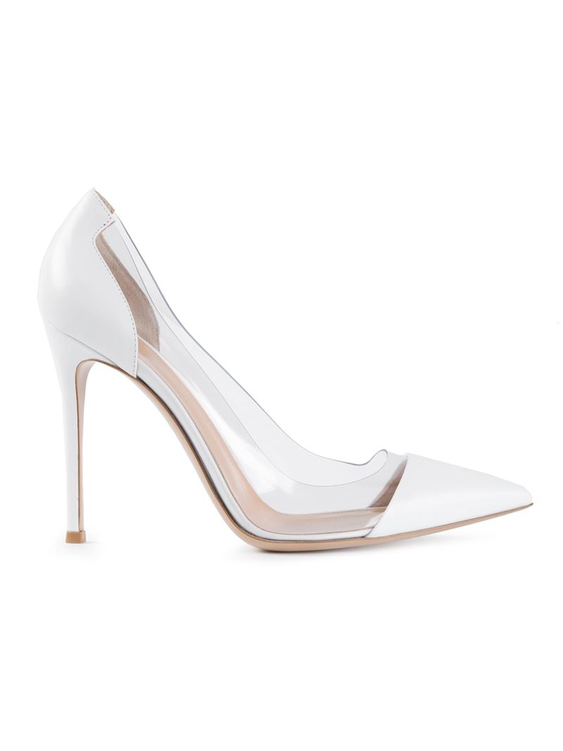 gianvito rossi white plexi pumps