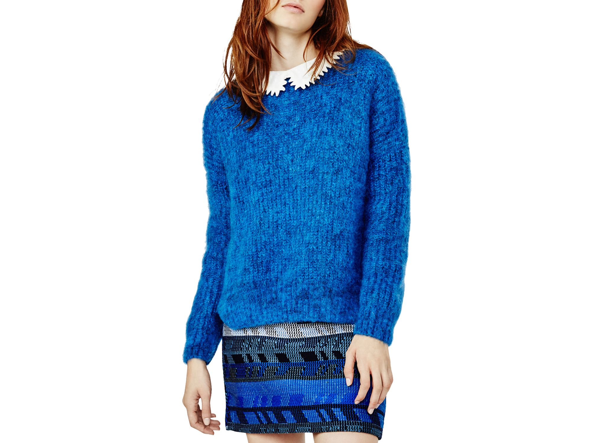 Maje Mario Chunky Ribbed Sweater in Blue - Lyst
