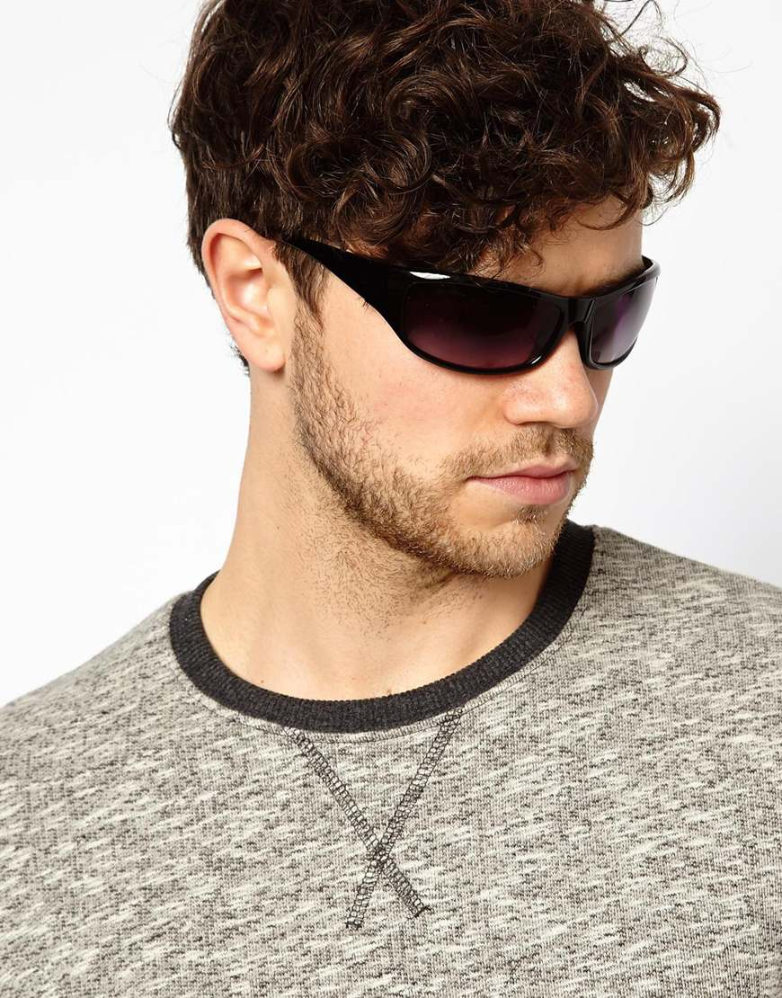 ASOS Wrap Around Sunglasses in Black for Men | Lyst