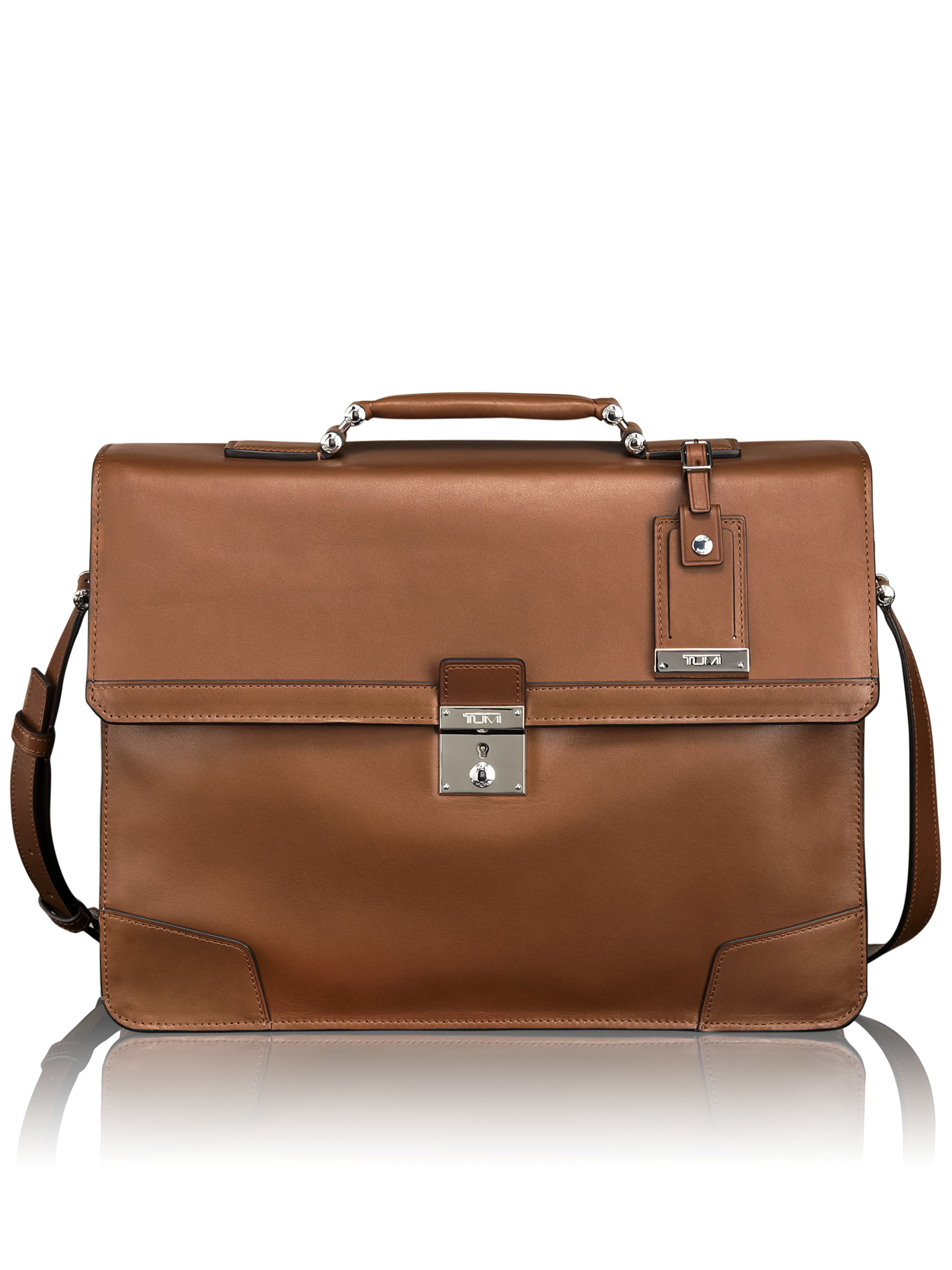 Tumi Dorilton Slim Leather Flap Briefcase in Brown for Men | Lyst