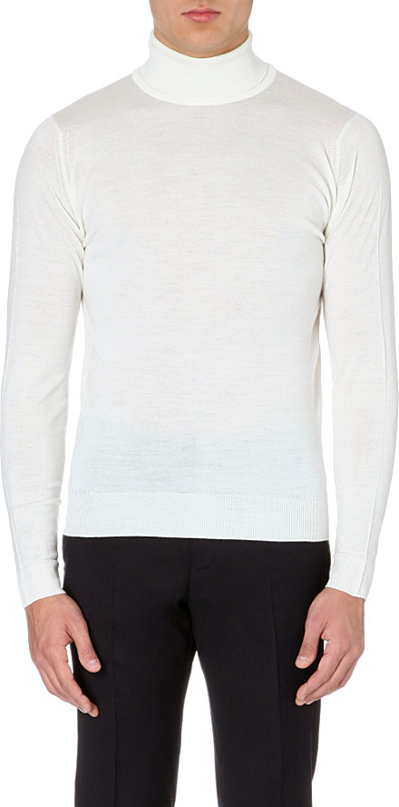 white roll neck jumper mens