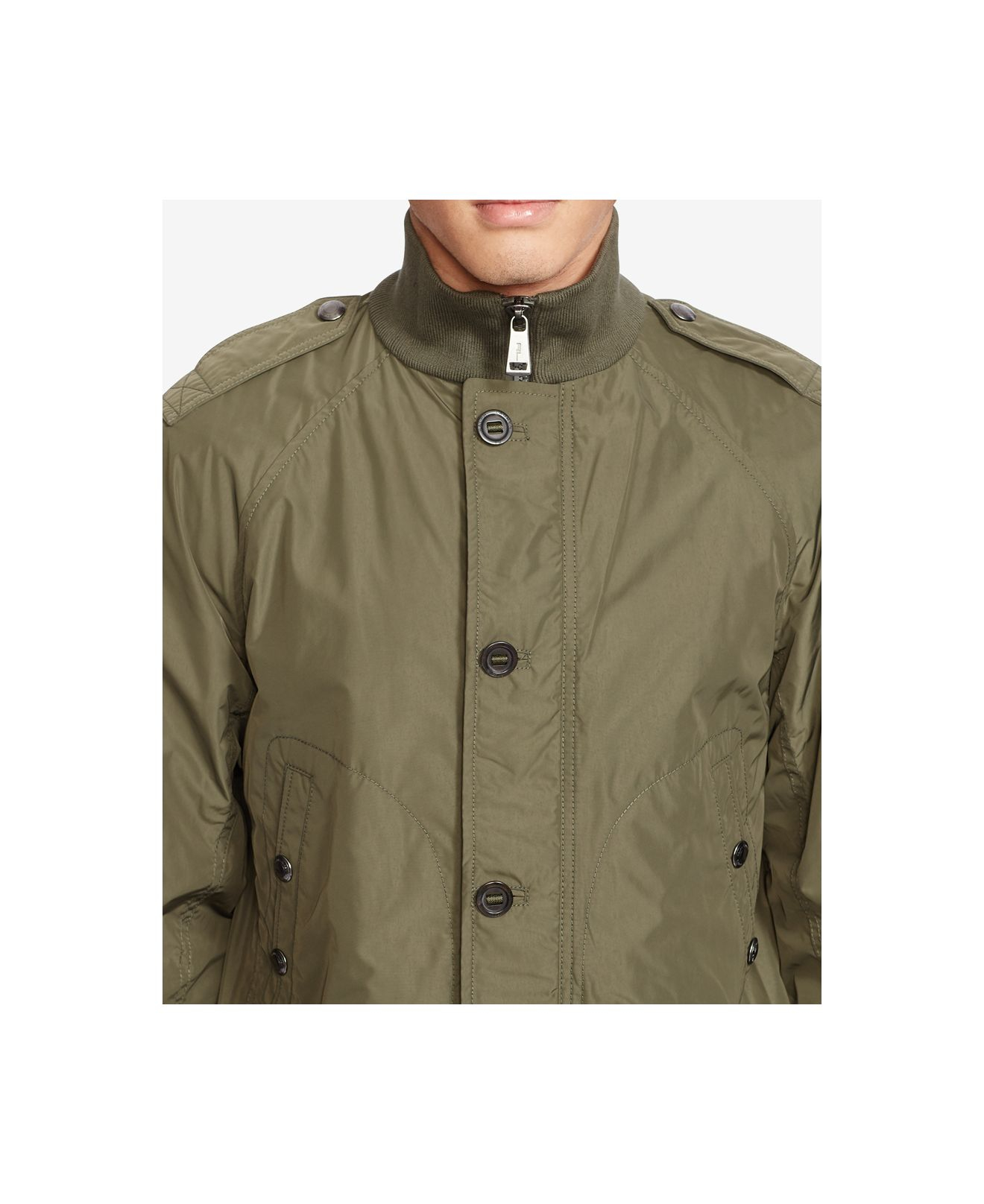 Download Polo Ralph Lauren Men's Mock Neck Bomber Jacket in Green ...