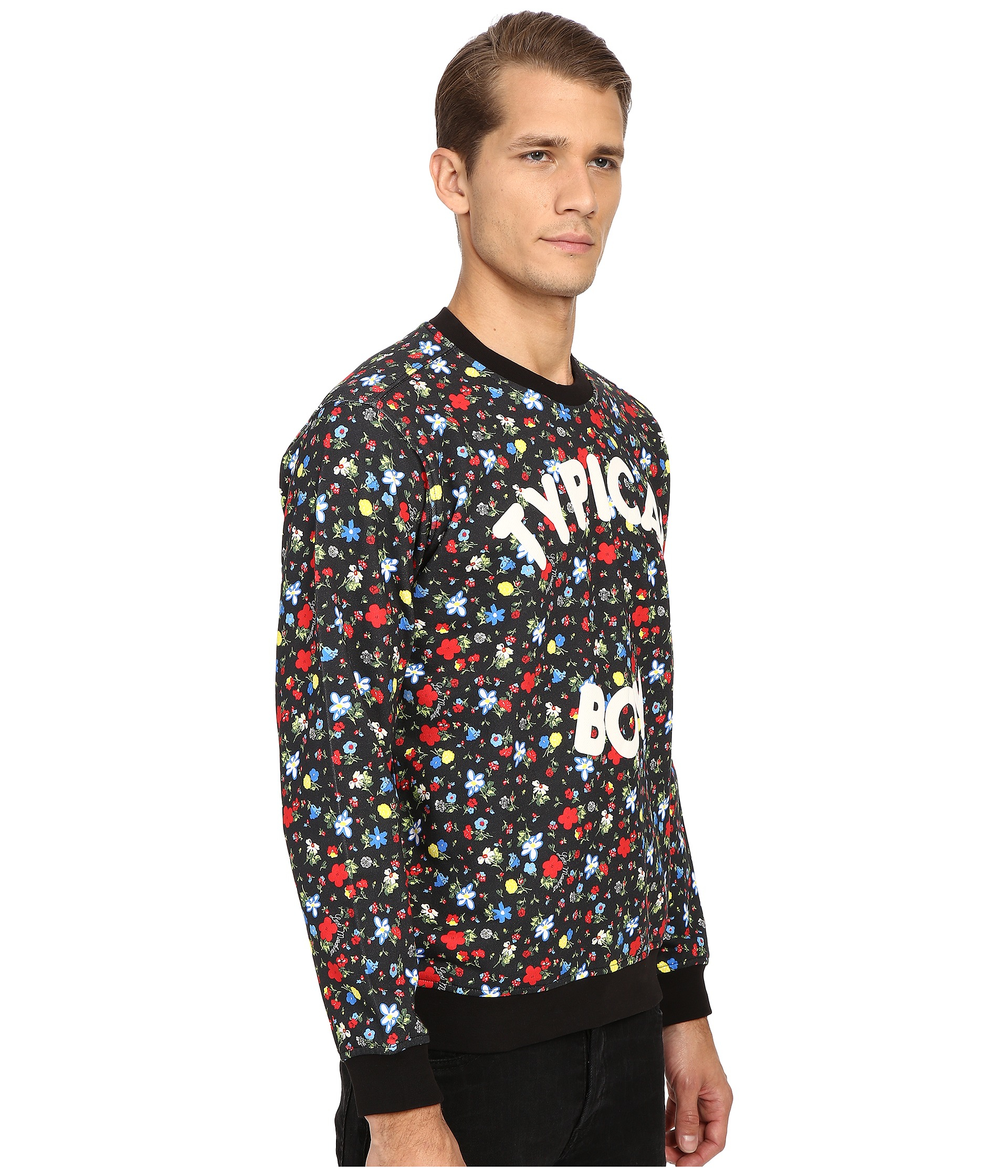 Love Moschino Typical Boy Floral Sweatshirt in Black for Men | Lyst