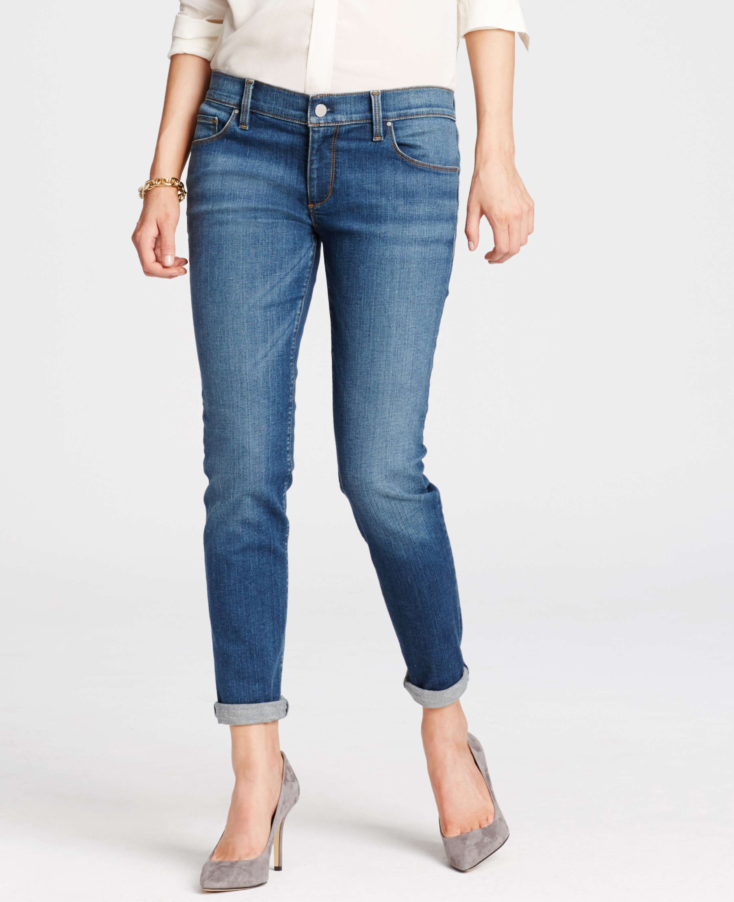 Lyst - Ann Taylor Tall Relaxed Slim Denim Jeans in Blue