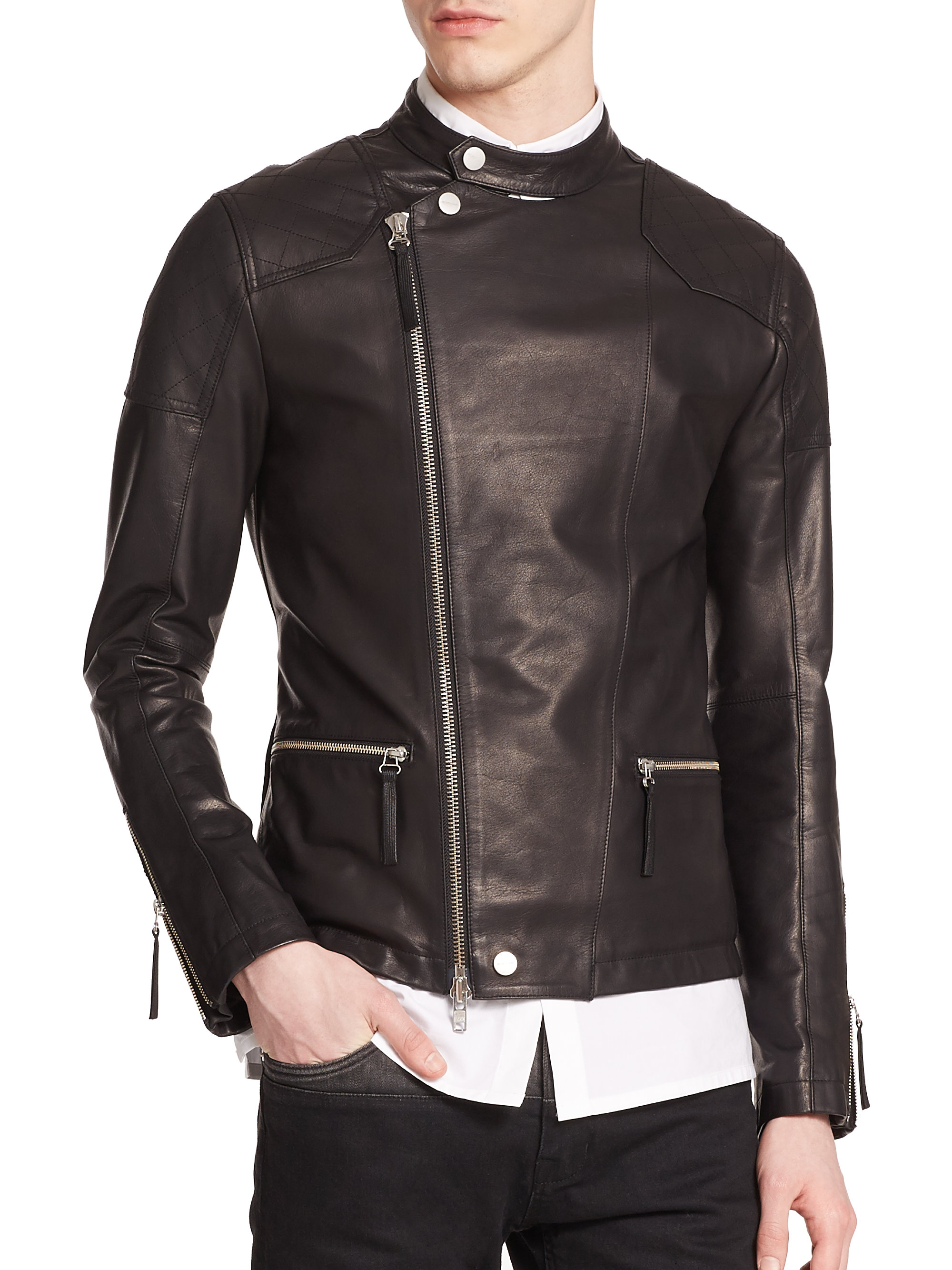 helmut lang leather biker jacket