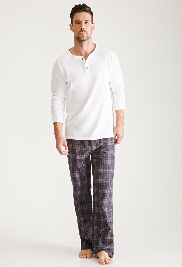 Lyst Forever 21 Plaid Flannel Pajama Pants in Gray for Men