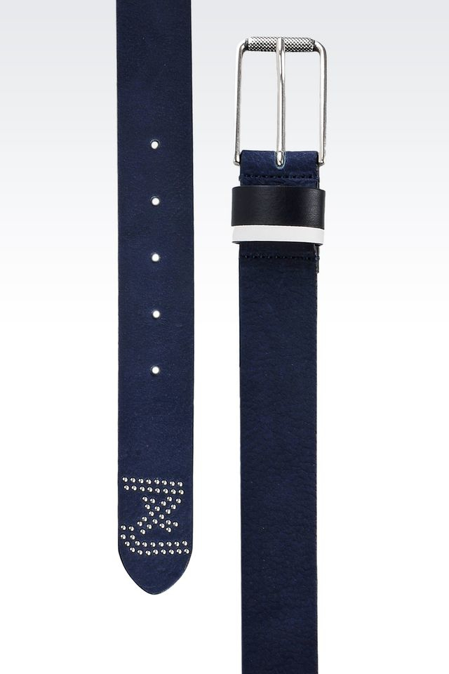 Armani jeans Suede Belt in Blue for Men Lyst