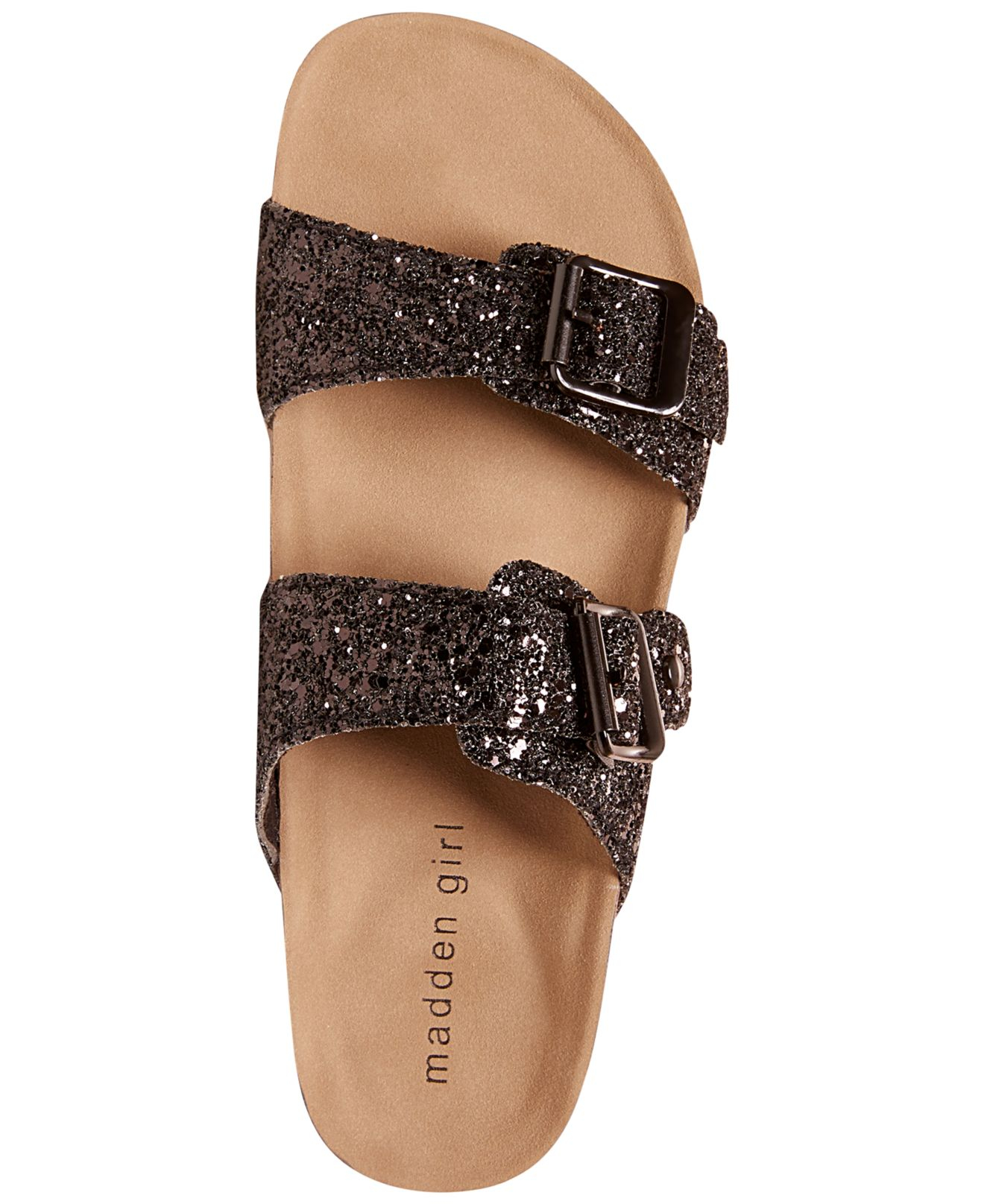Madden girl Brando Footbed Sandals in Black (Black Glitter) Lyst