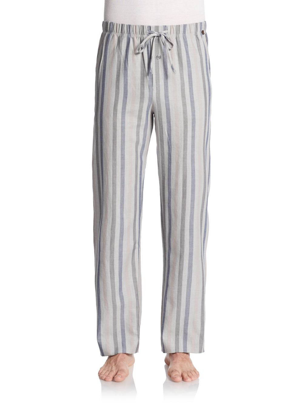 Hanro Striped Cotton Drawstring Pants in Gray for Men | Lyst