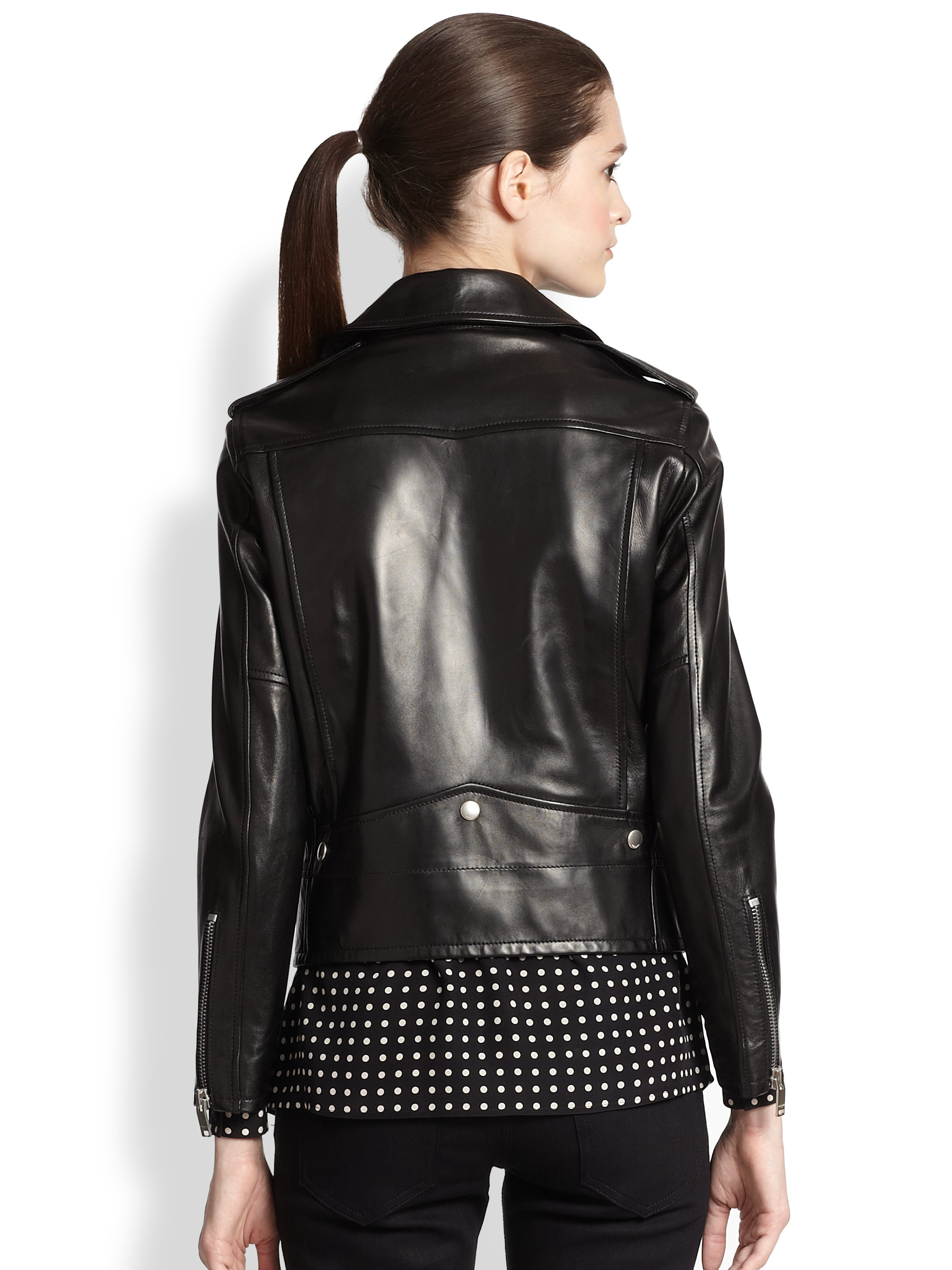 Lyst Saint Lau Classic Leather Motorcycle Jacket In Black Gallery