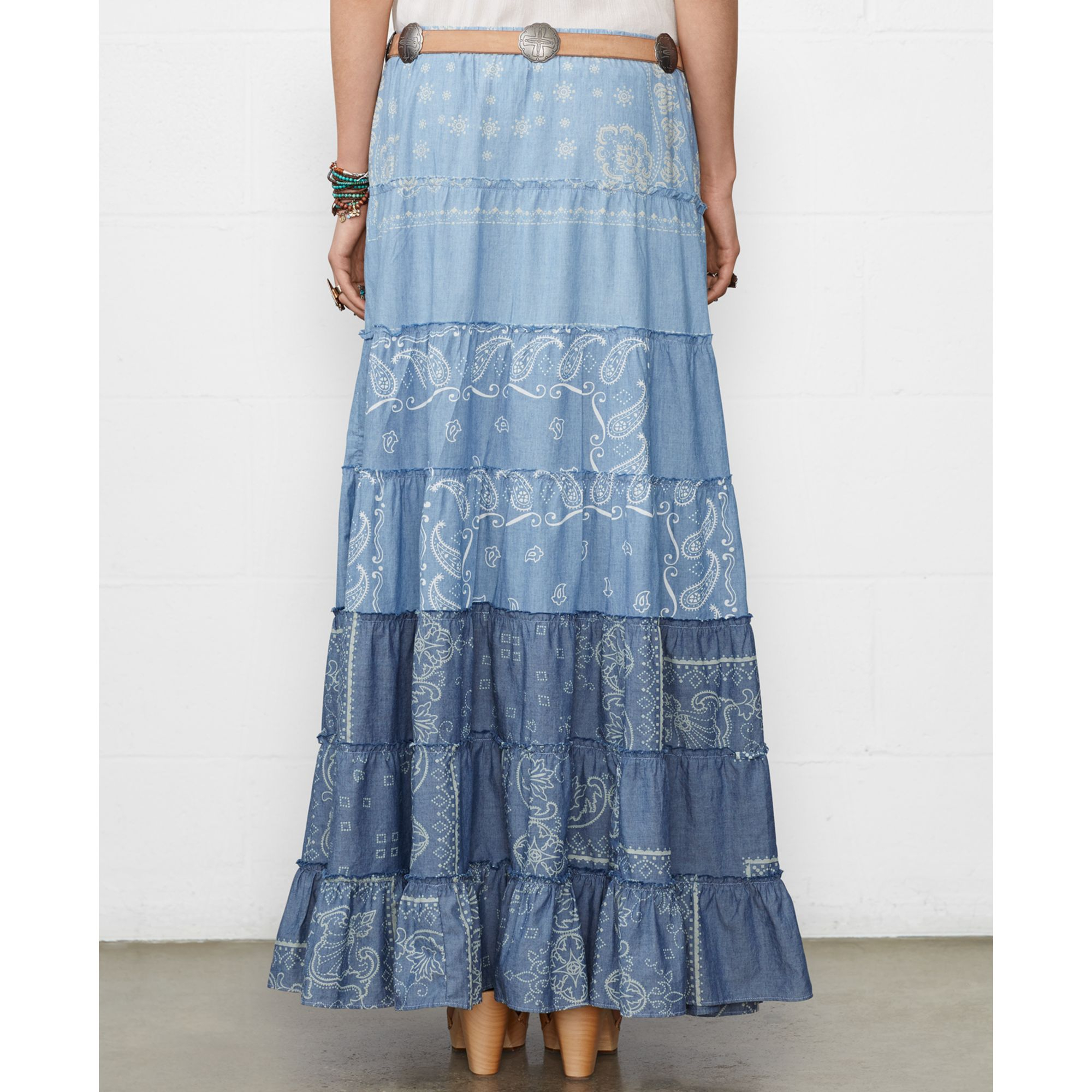 Denim & Supply Ralph Lauren Tiered Bandanaprint Maxi Skirt in Blue | Lyst
