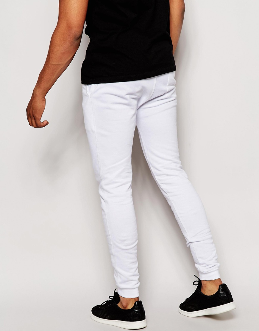 ASOS Cotton Super Skinny Joggers in White for Men - Lyst