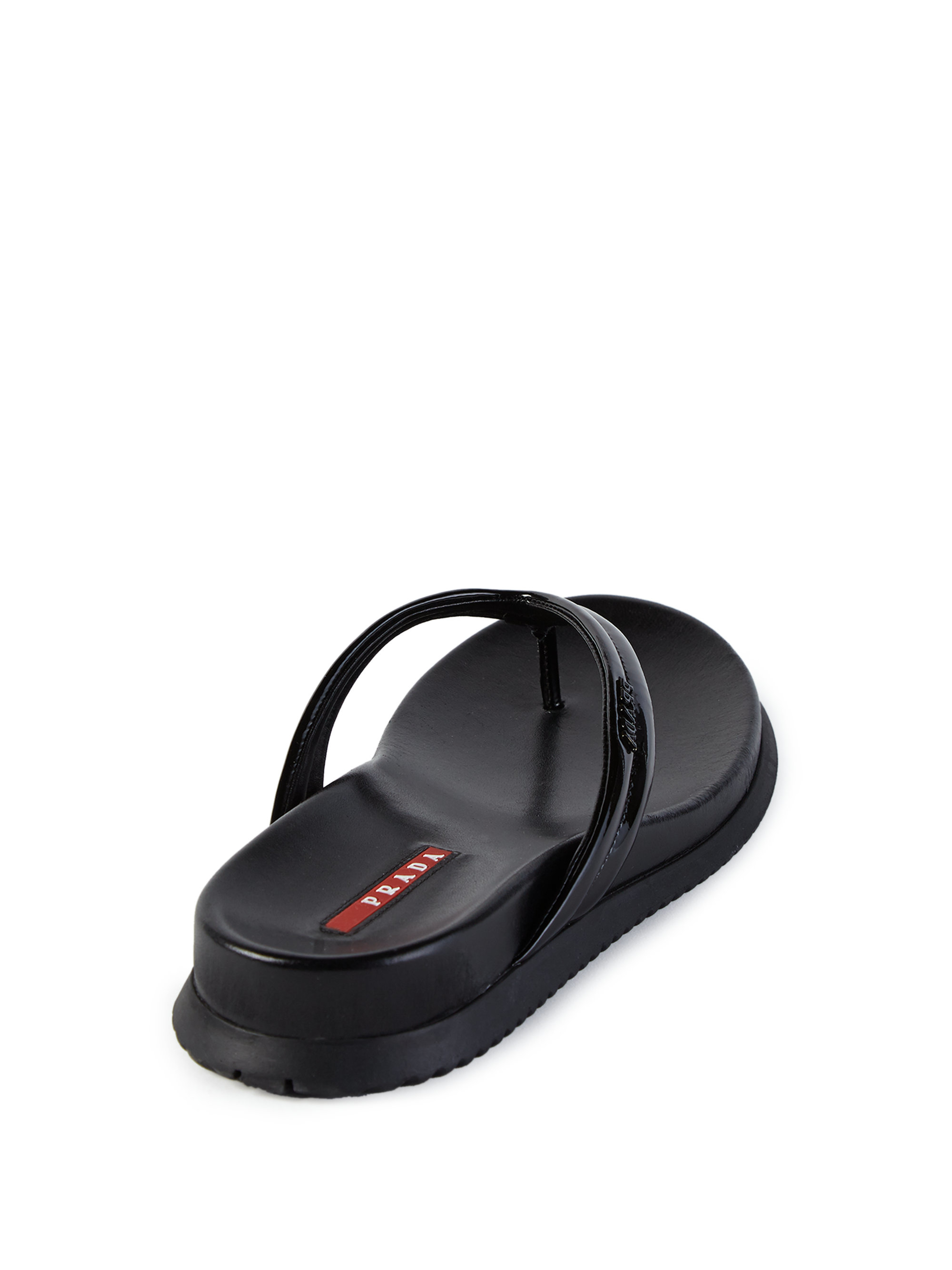 Prada Patent Leather Flip Flops in Black | Lyst