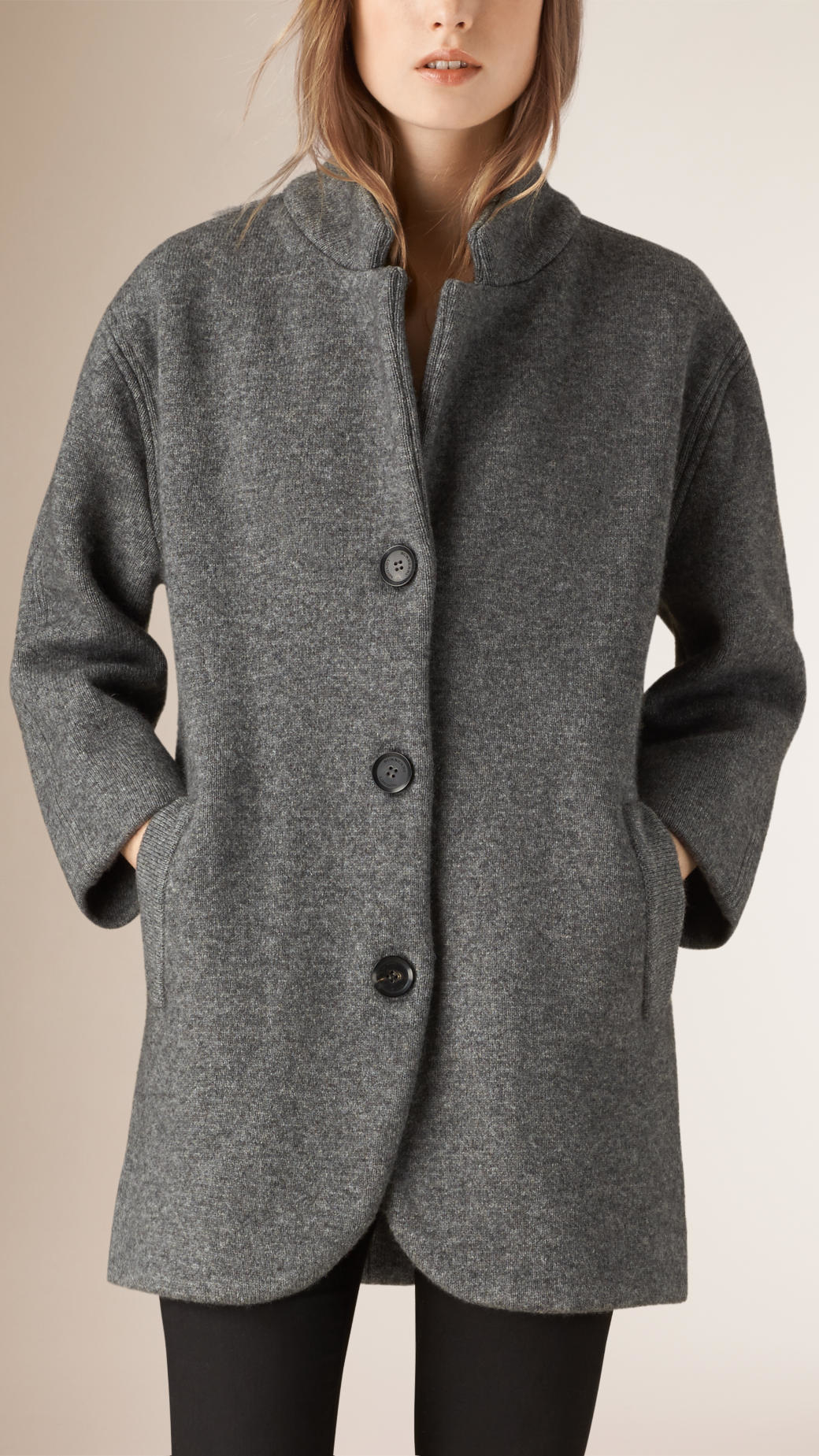 Lyst - Burberry Bonded Wool Blend Cardigan Coat in Gray