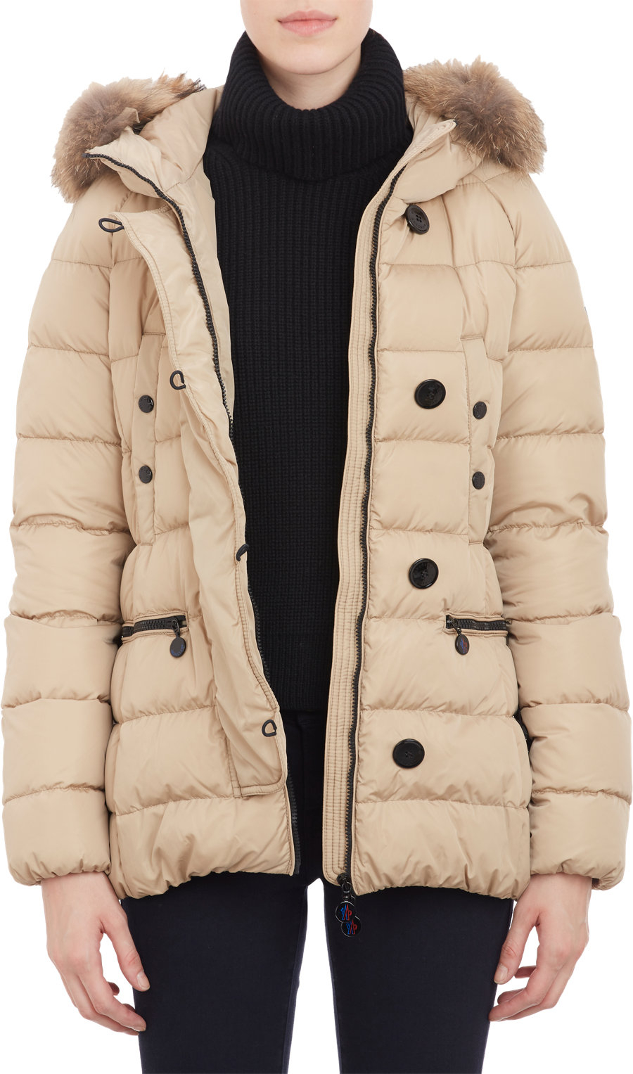 Moncler Furtrimmed Hood gene Puffer Jacket in Beige (Nude) Lyst