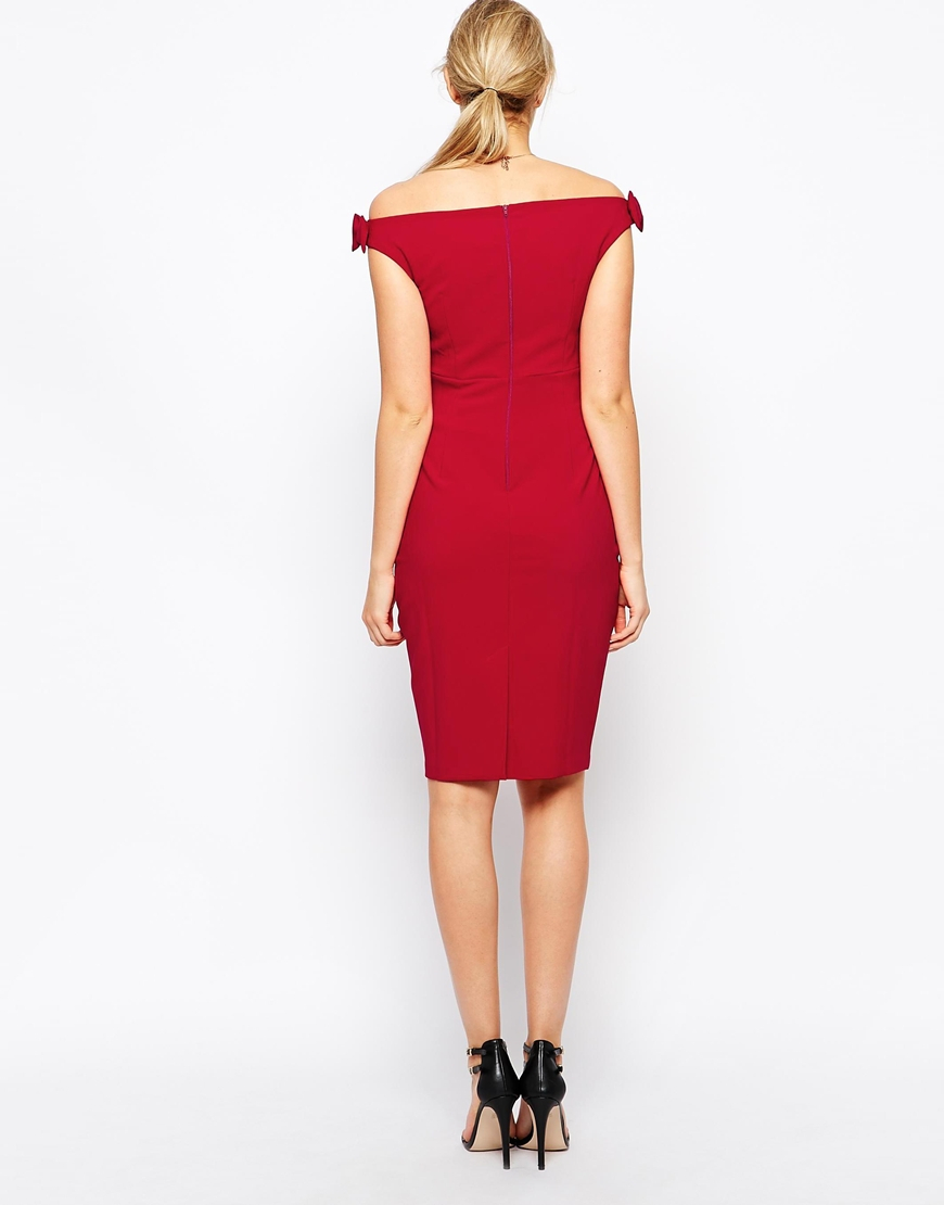 Asos Exclusive Bodycon Dress With Bow Detail In Lyst asos exclusive bodycon dress with bow detail in lyst