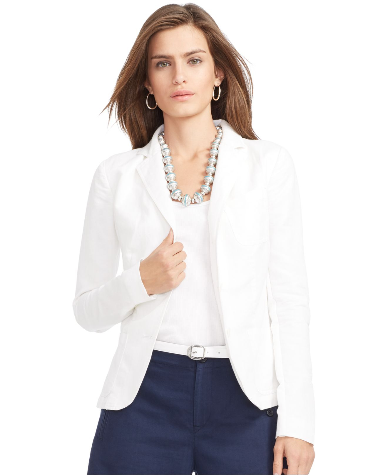 Lauren by ralph lauren Linen Blend Blazer in White Lyst
