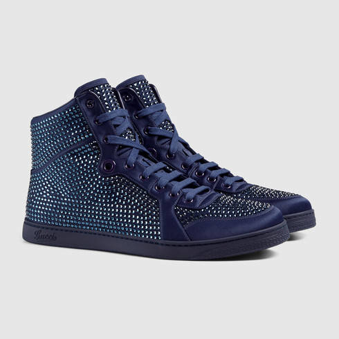 nyt år uærlig Pudsigt Gucci High-top Sneaker With Crystal Studs in Blue for Men | Lyst
