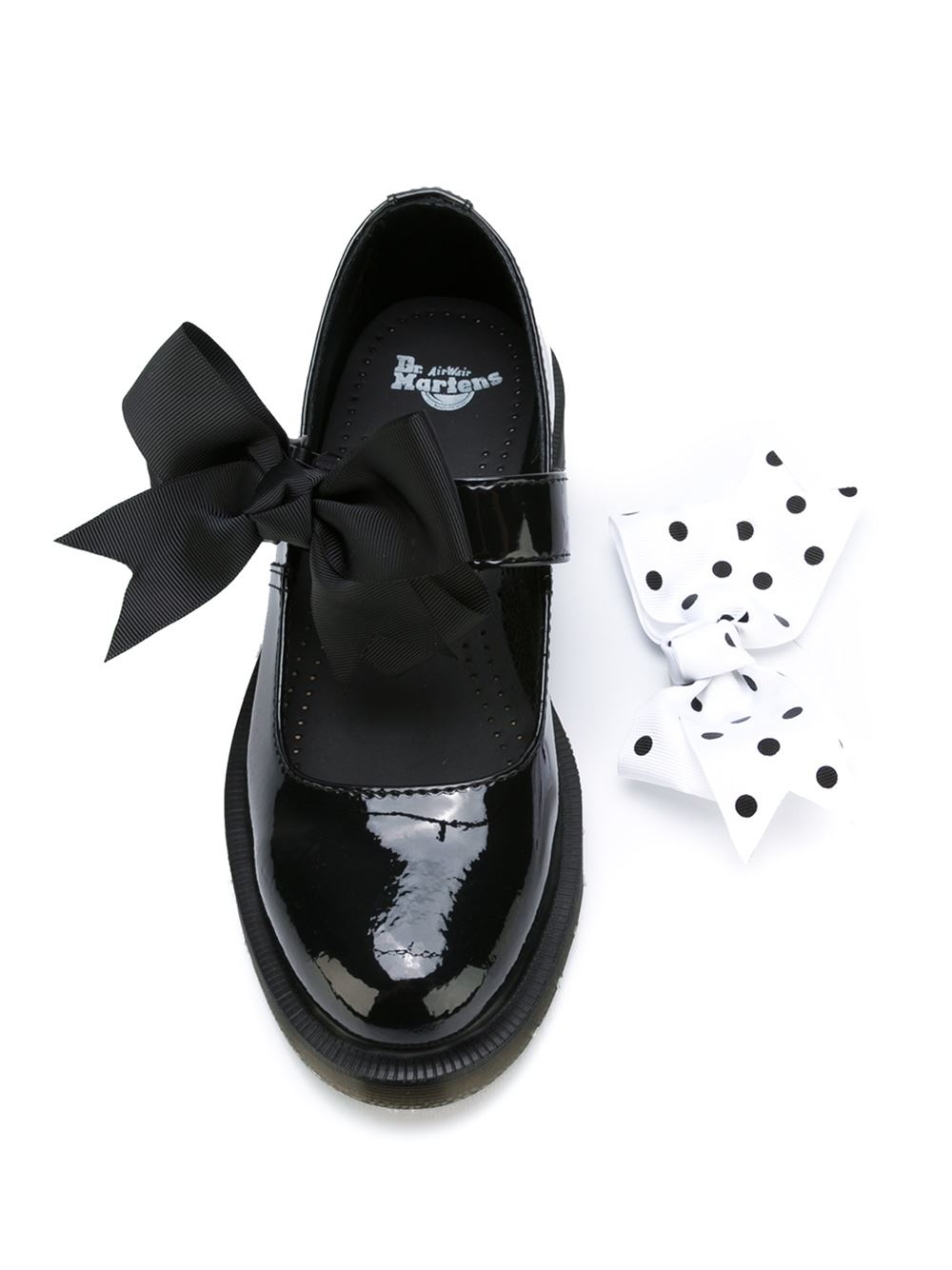 dr martens black mariel patent flat shoes